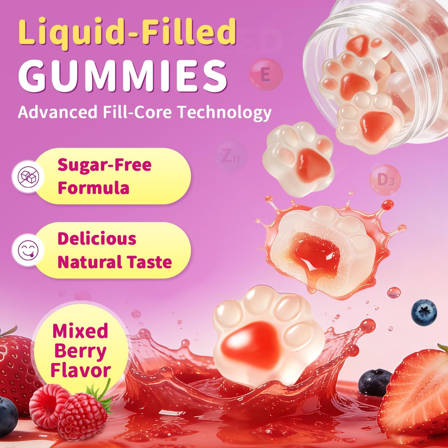 GparkNature Women's Multivitamin Gummies with Iron, Magnesium, Folate, Biotin, Zinc, Vitamin D3, A, C, E, B Complex, Sugar Free, 120 Gummies