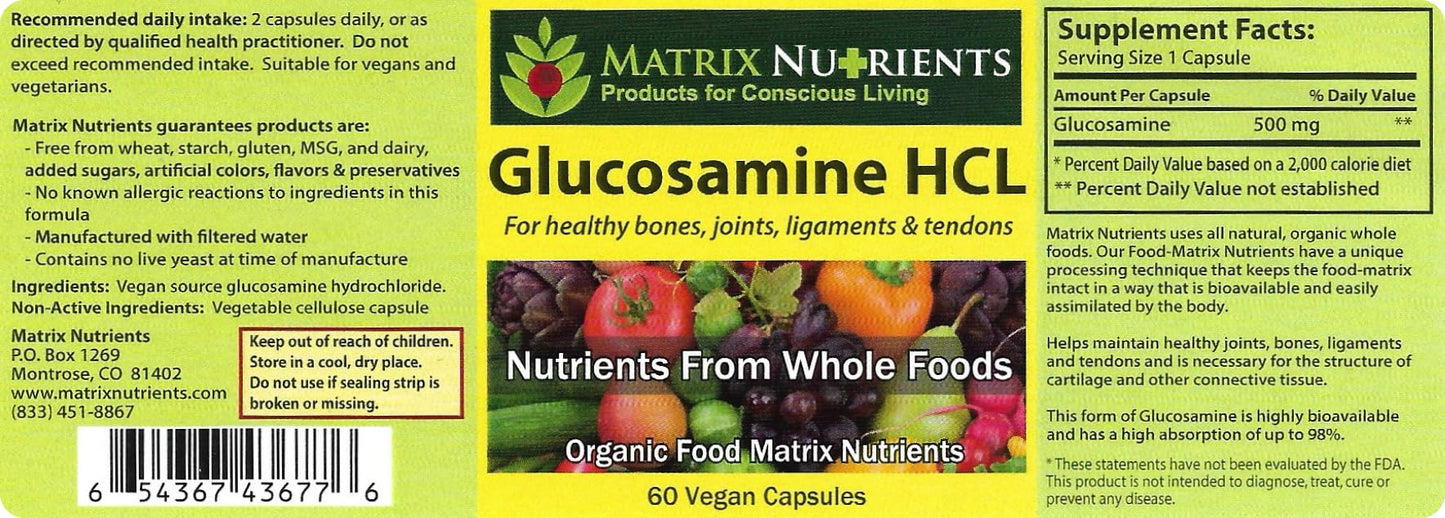 Matrix Nutrients Glucosamine HCl Capsules 60 Count