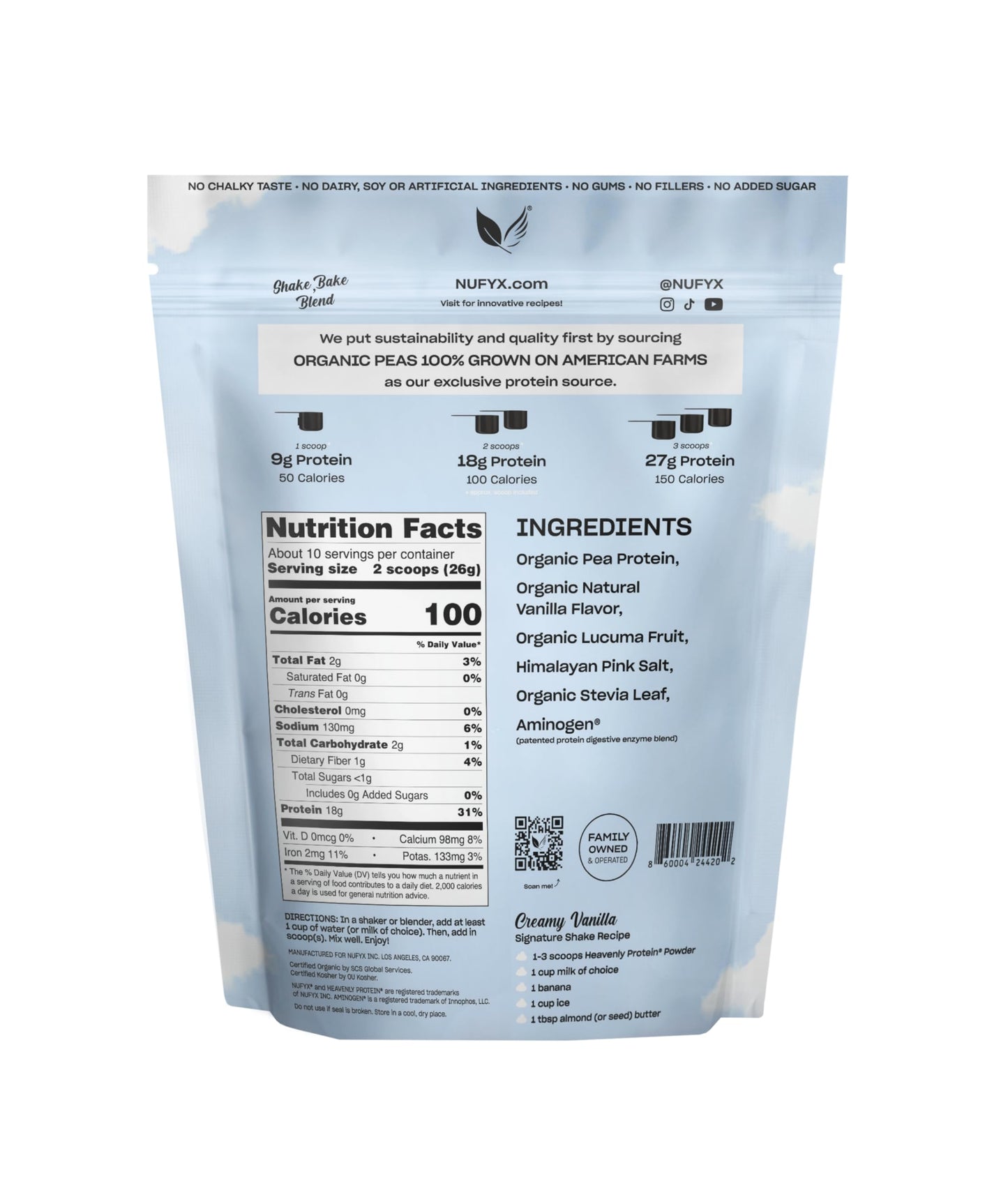 NUFYX Heavenly Protein Powder Creamy Vanilla 9.1 Ounce (20 Scoops)