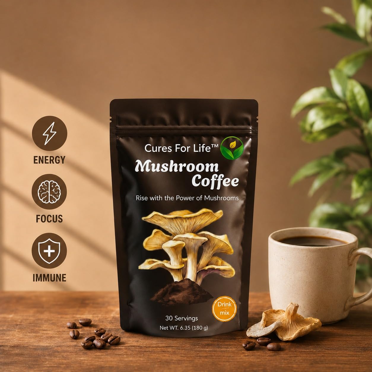 Cures For Life Mushroom Coffee Powder 30 Servings