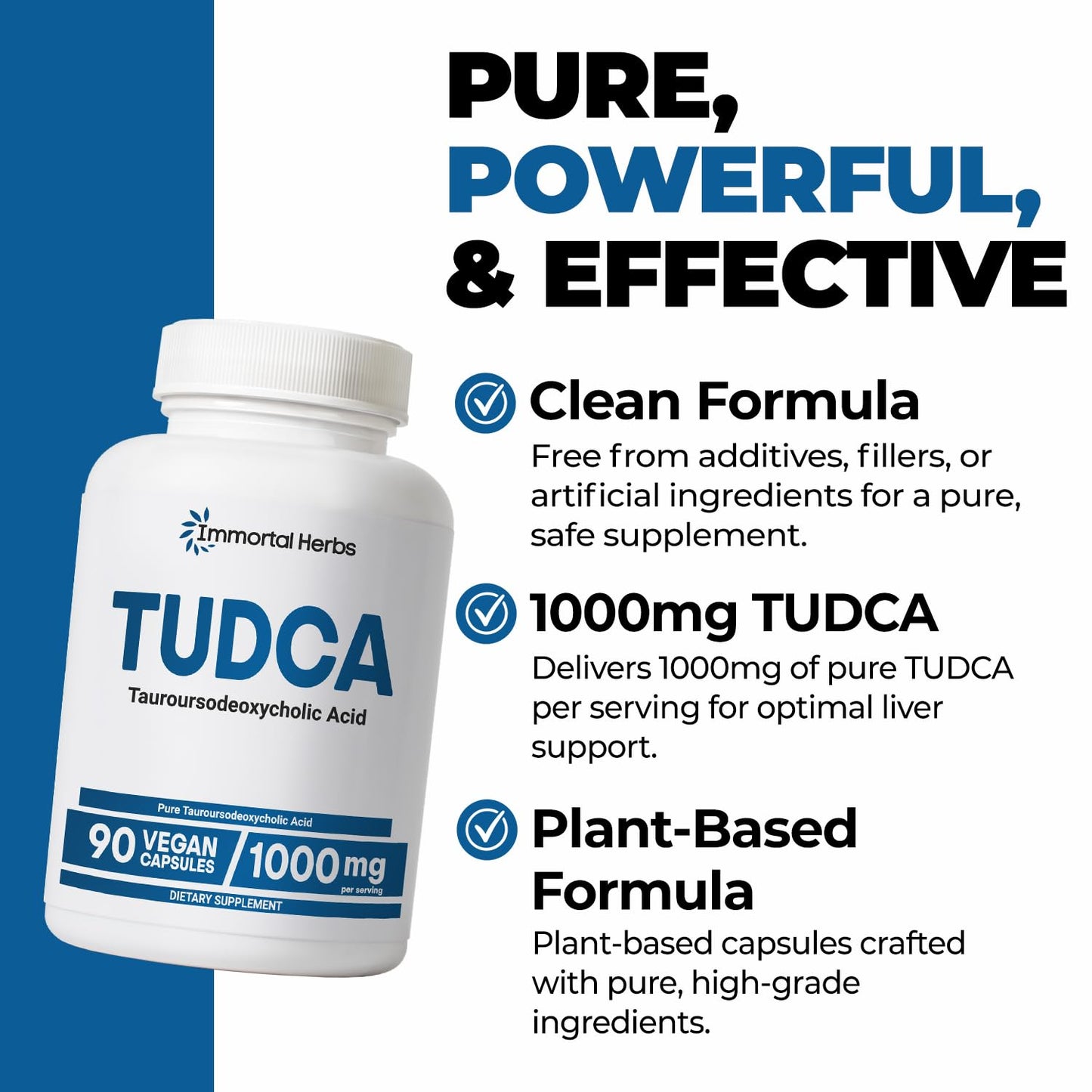 Immortal Herbs TUDCA Supplement 1000mg Capsules 90 Count
