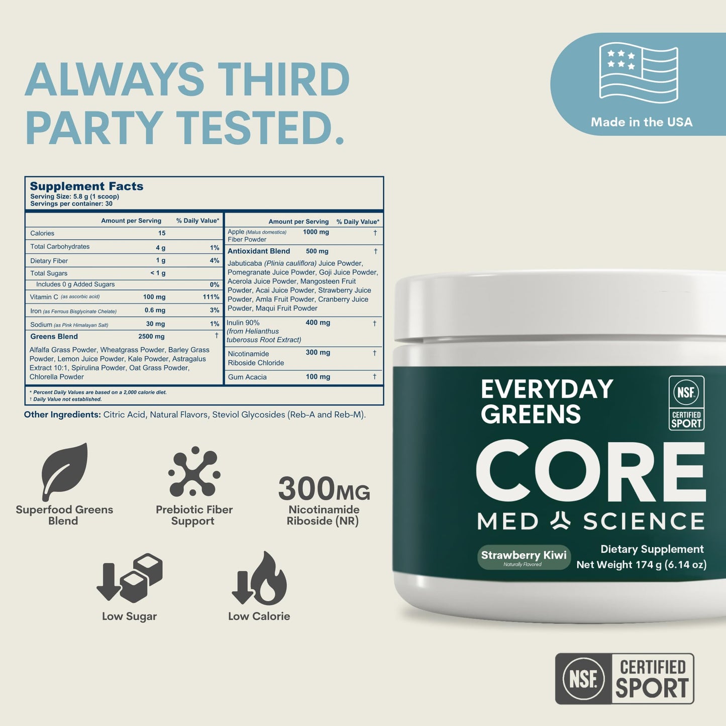 Core Med Science Greens Superfood Powder, 5.1 Ounce