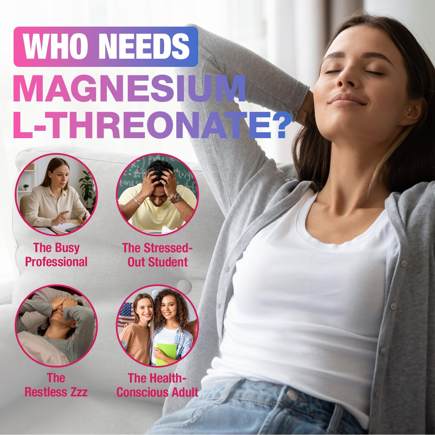 Haohan Magnesium L-Threonate 1200mg Gummies, 2 Count