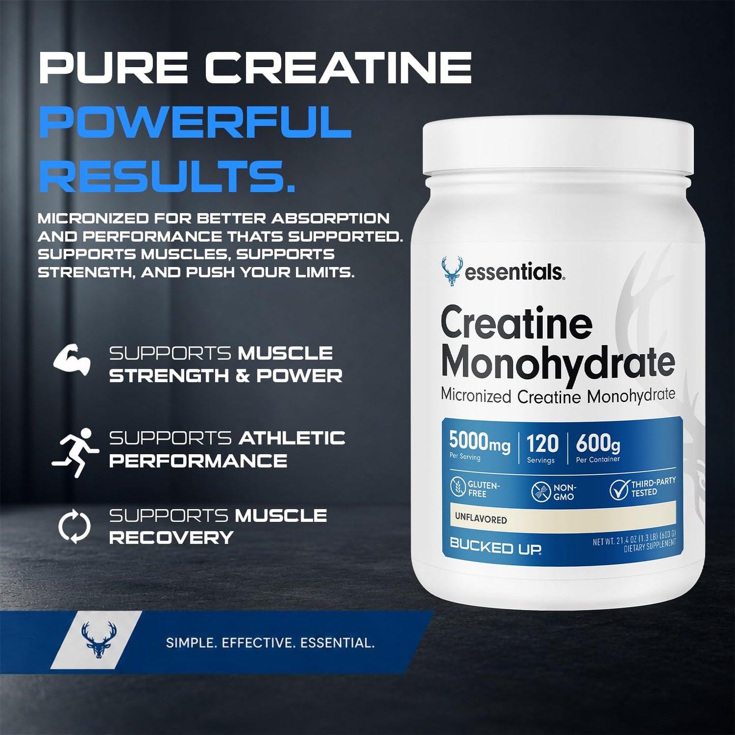 Bucked Up Pure Micronized Creatine Monohydrate Powder 21.1644 oz