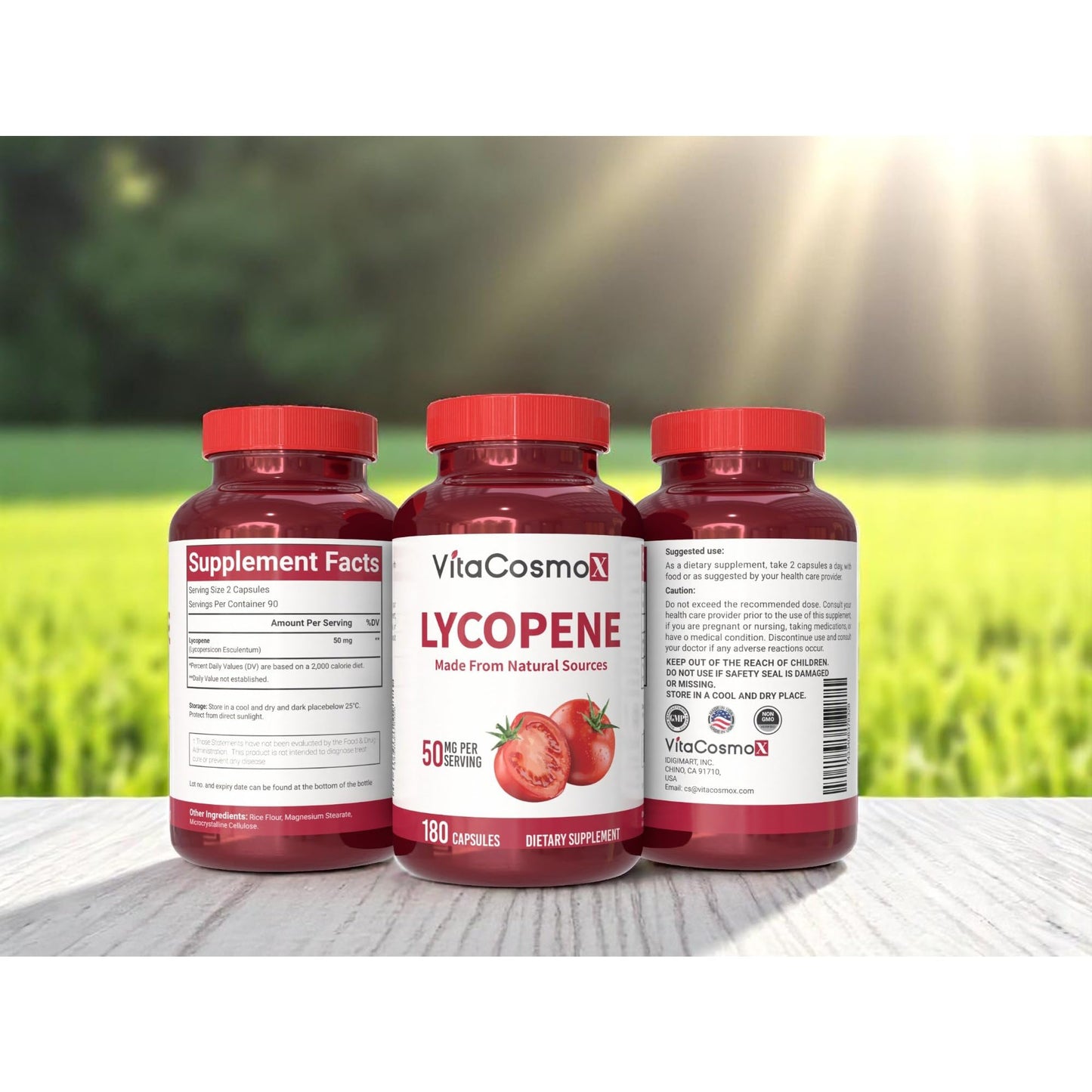 VitaCosmoX Lycopene 50mg Capsules, 180 Count