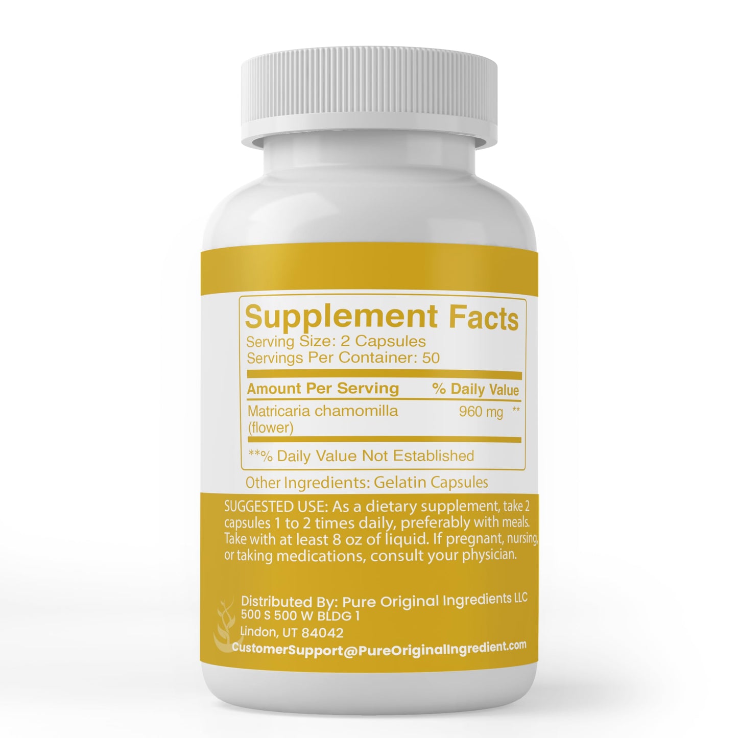 Pure Original Ingredients Chamomile Extract Capsules, 100 Count
