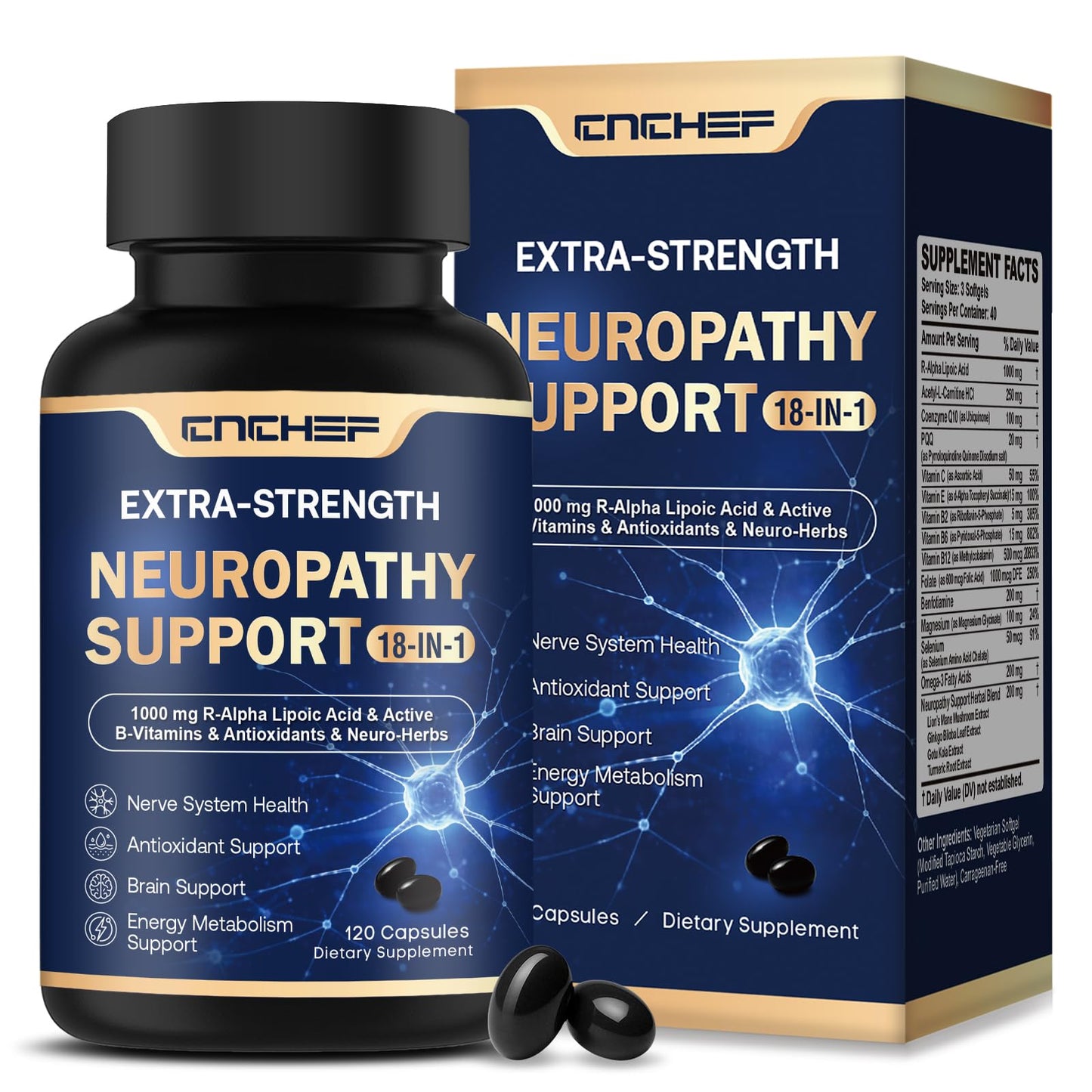 CNCHEF Neuropathy Support Nerve Supplement Capsules 120