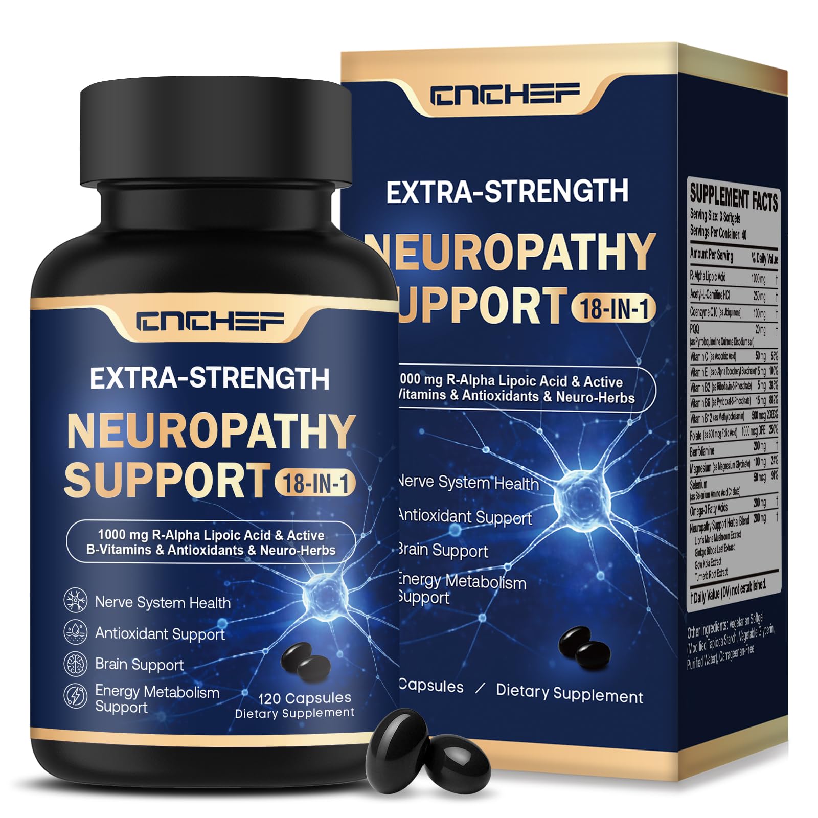 CNCHEF Neuropathy Support Nerve Supplement Capsules 120