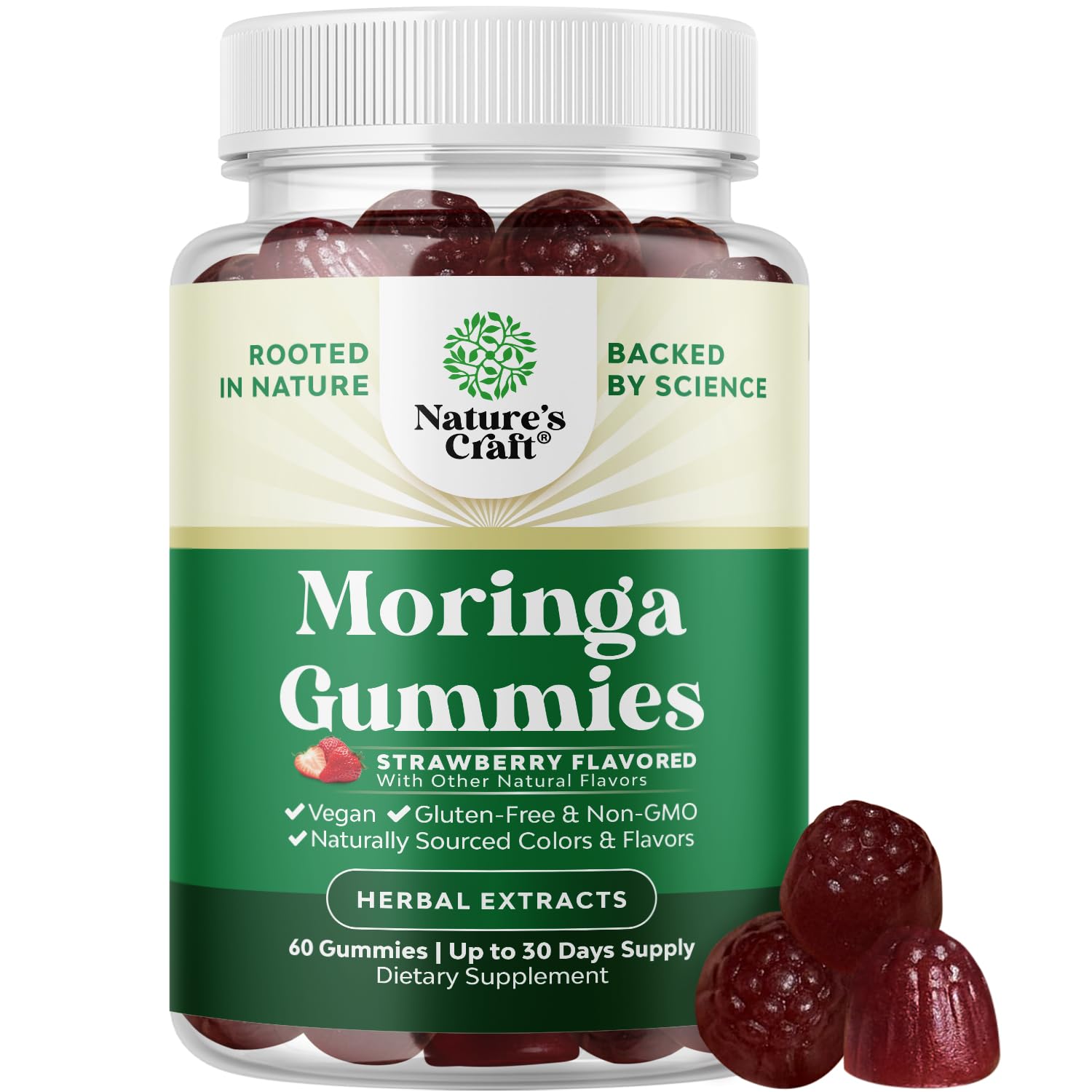 Natures Craft Extra Strength Moringa Gummies for Women, 60 Gummies
