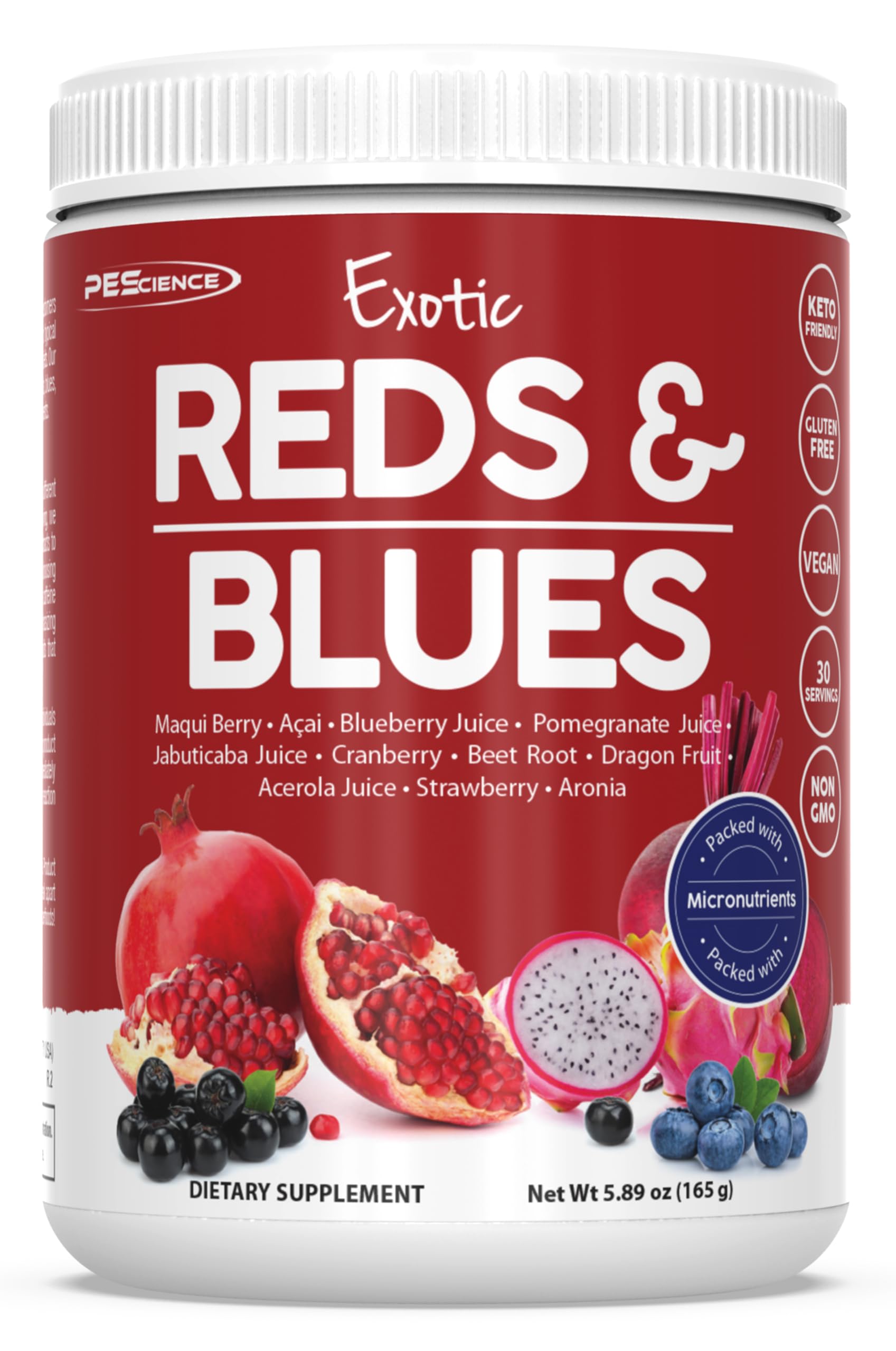 PEScience Exotic Reds & Blues Red Superfoods Powder, 5.8 Ounce