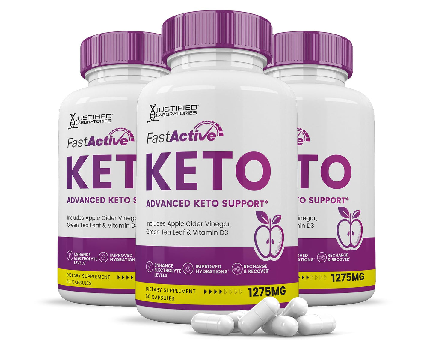 Justified Laboratories Fast Active Keto ACV 1275MG Keto Support Blend Capsules 180