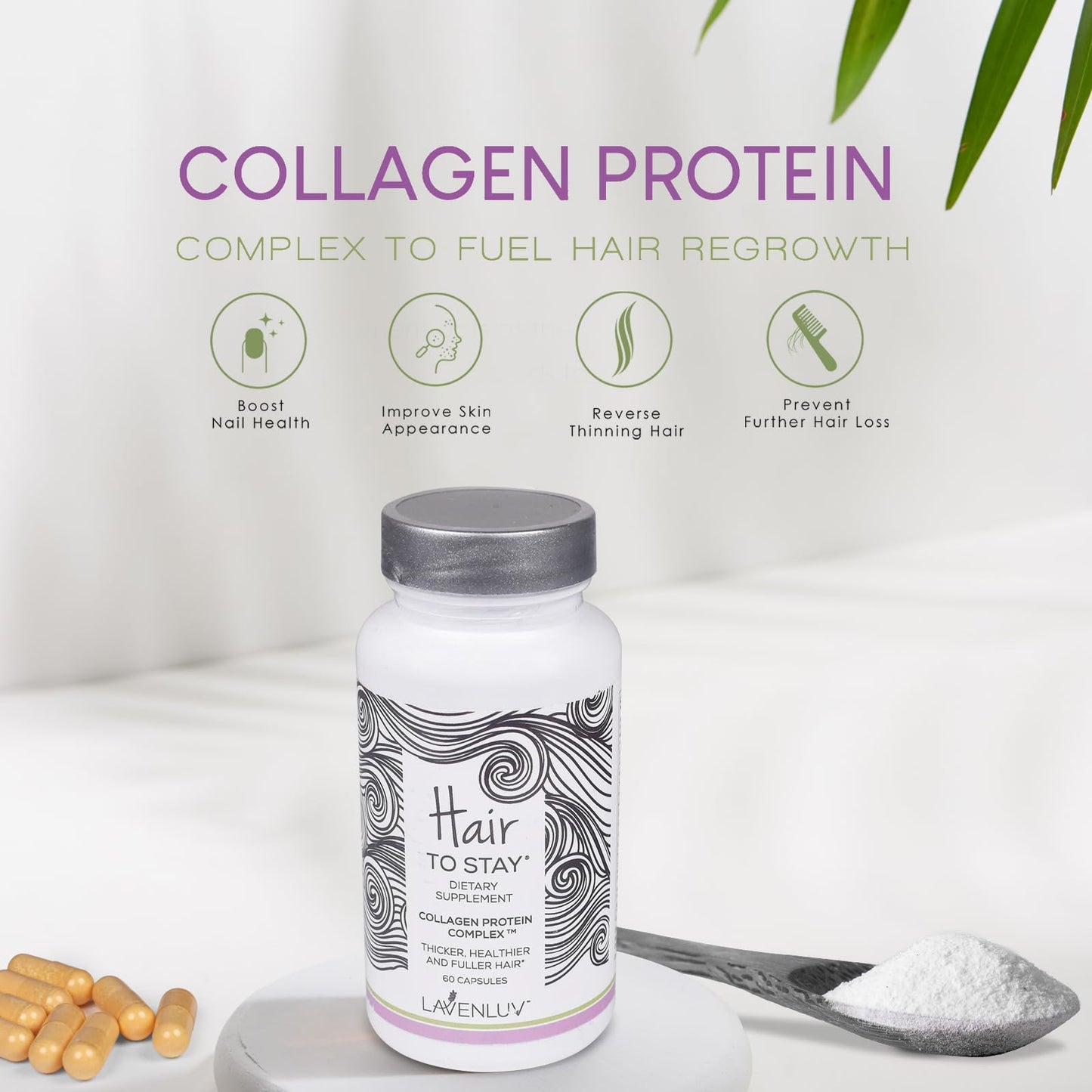 Hair to Stay Collagen Peptides Capsules, 60 Count