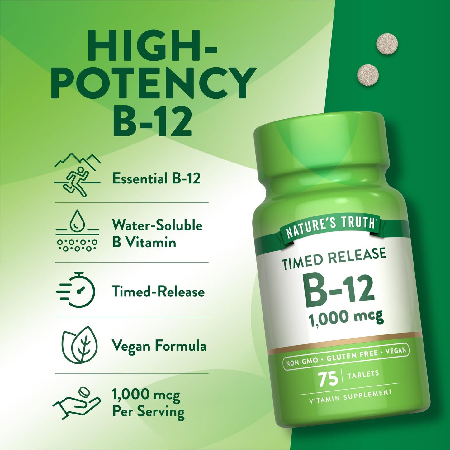 Nature's Truth Vitamin B12 1000 mcg Timed Release Tablet 75 Count