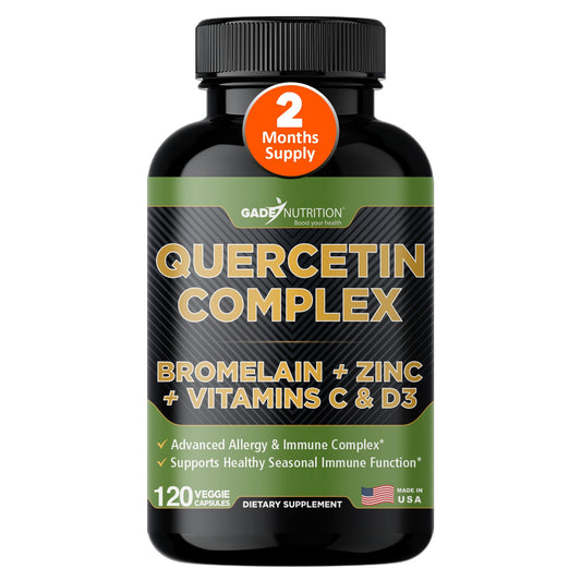 Gade Nutrition Organic Quercetin with Bromelain Vitamin C and Zinc Capsules, 120 Count