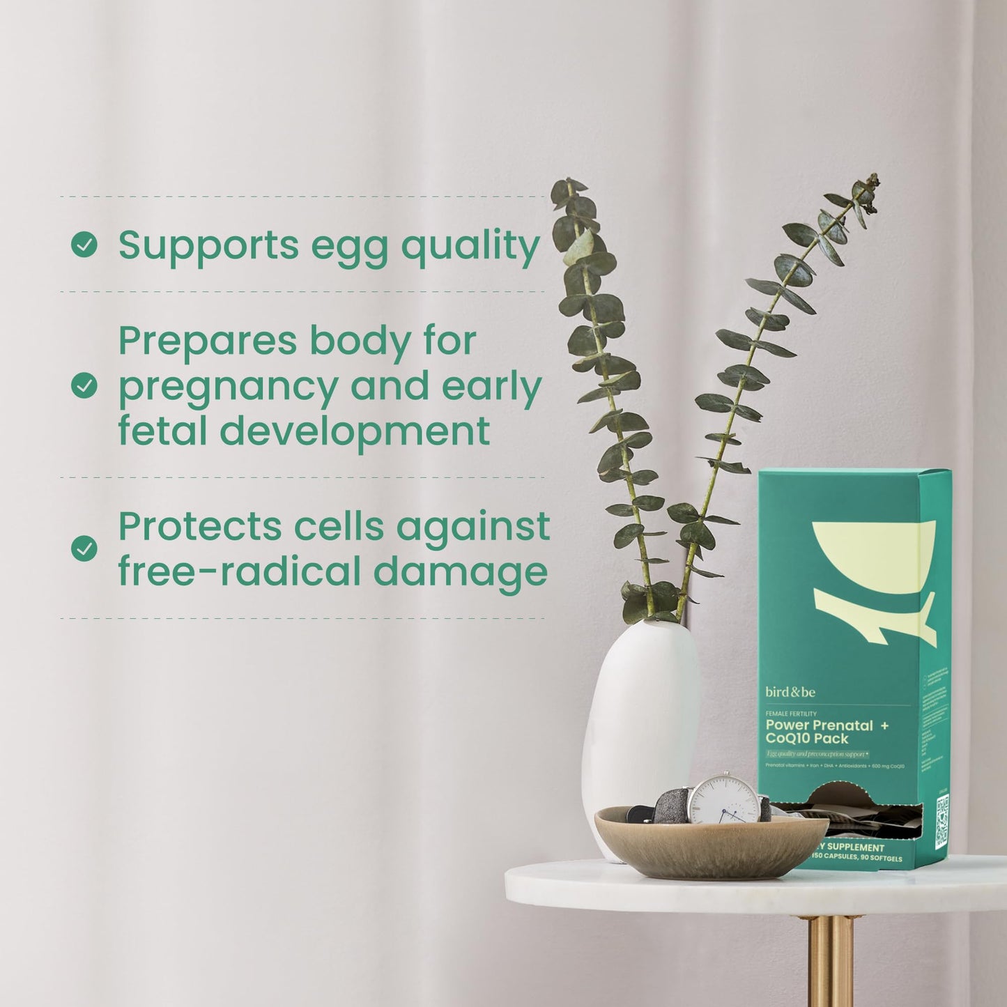 bird&be Female Fertility Power Prenatal + CoQ10 Softgels, 30 Count