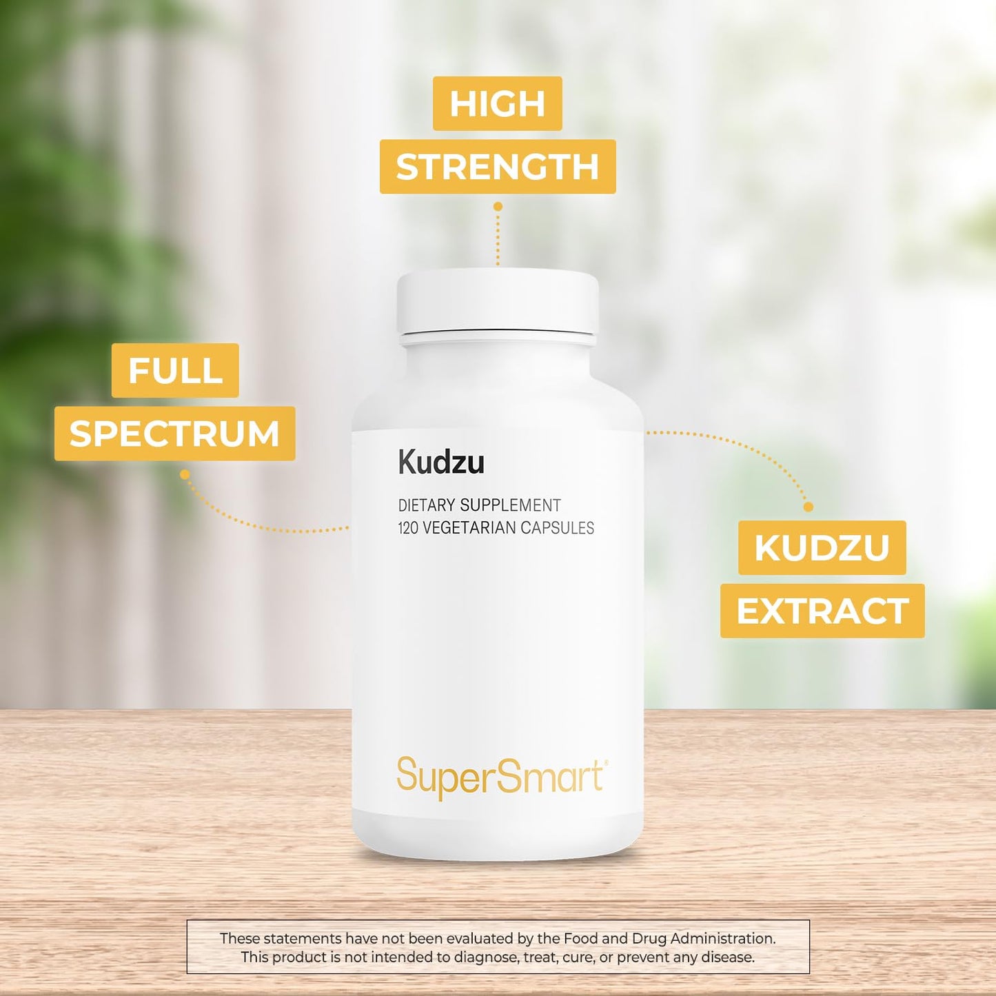Supersmart Kudzu Extract 500 mg Full Spectrum Herbal Extract Antioxidant Capsules, 120 Count