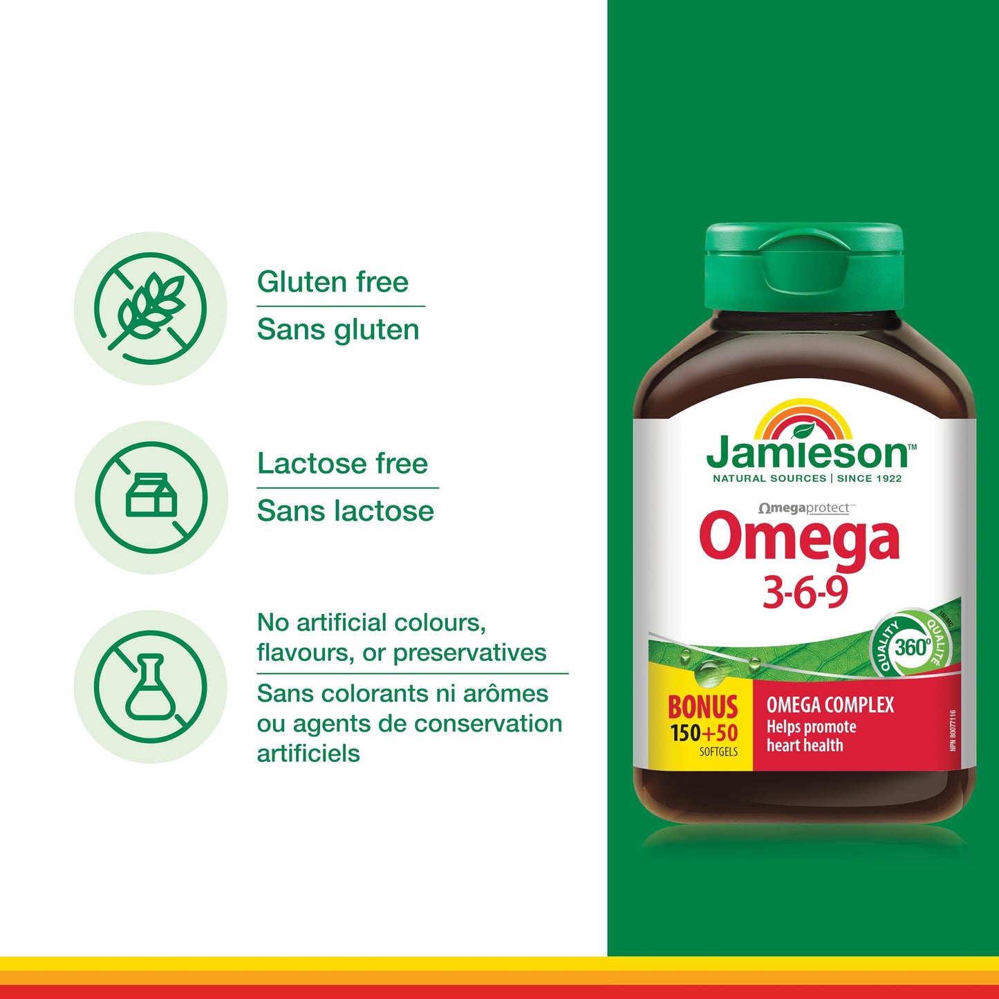 Jamieson Laboratories Nature's Finest Omega 3-6-9 Capsules, 200 Count