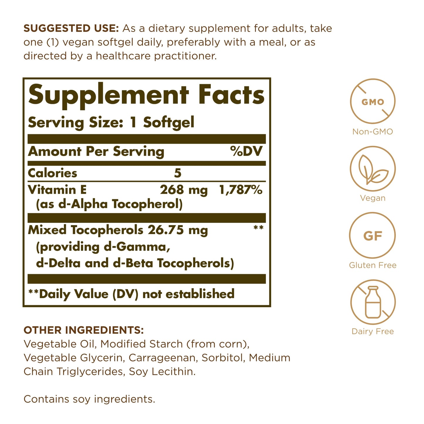 Solgar Vitamin E 400 IU Softgels, 100 Softgels
