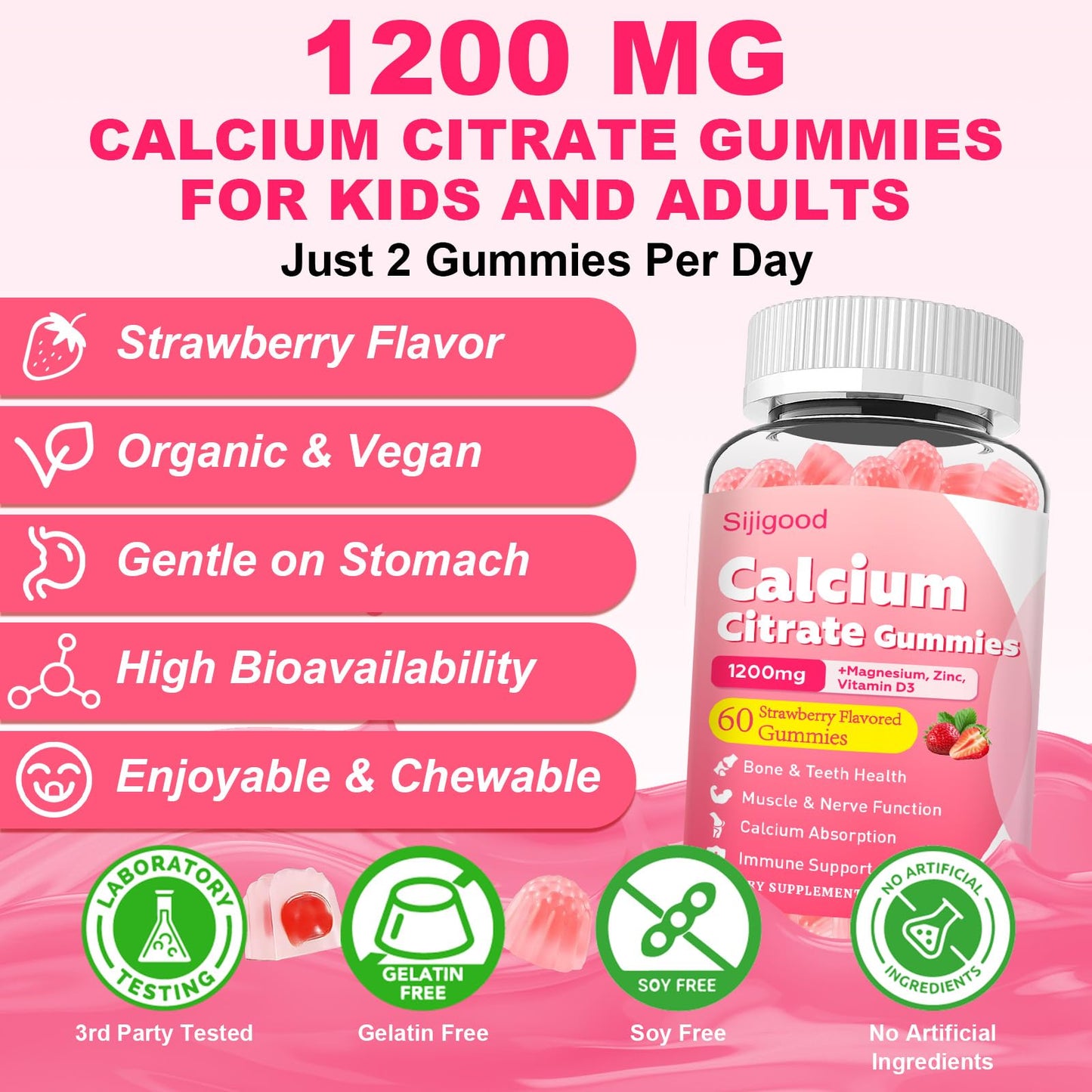 Sijigood Calcium Citrate Gummies 60 Count