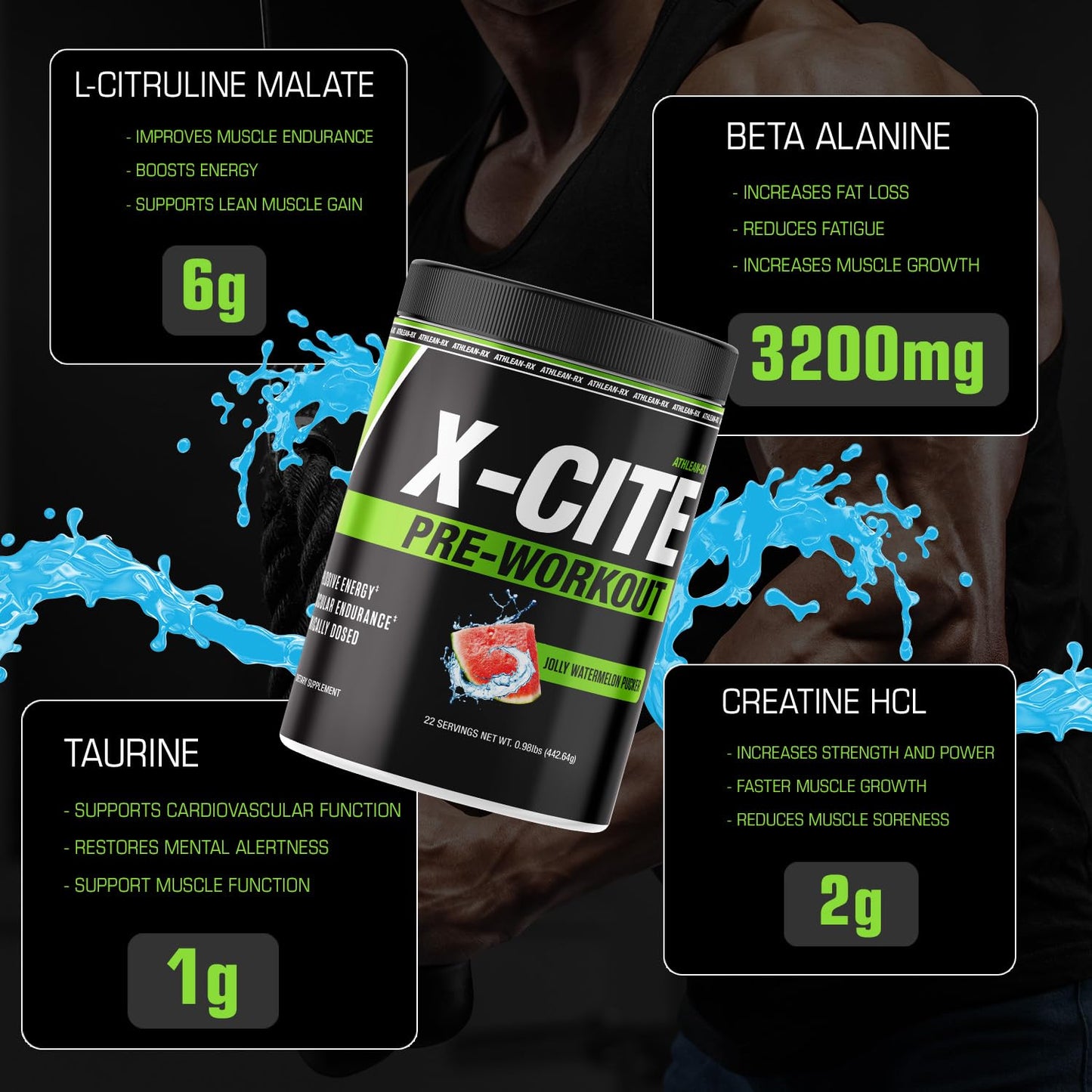 ATHLEAN-RX X-CITE Pre-Workout Supplement Powder 18.72