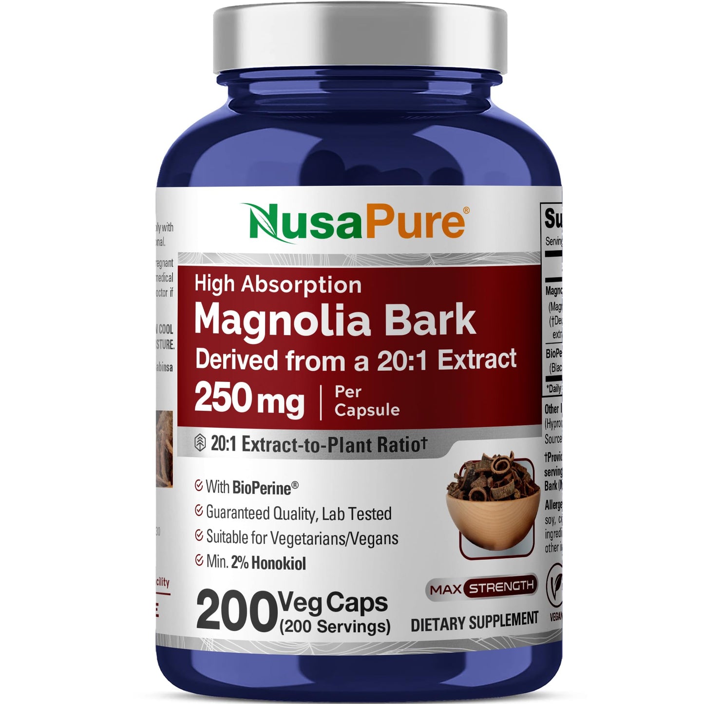 NusaPure Magnolia Bark Capsules 200 Count