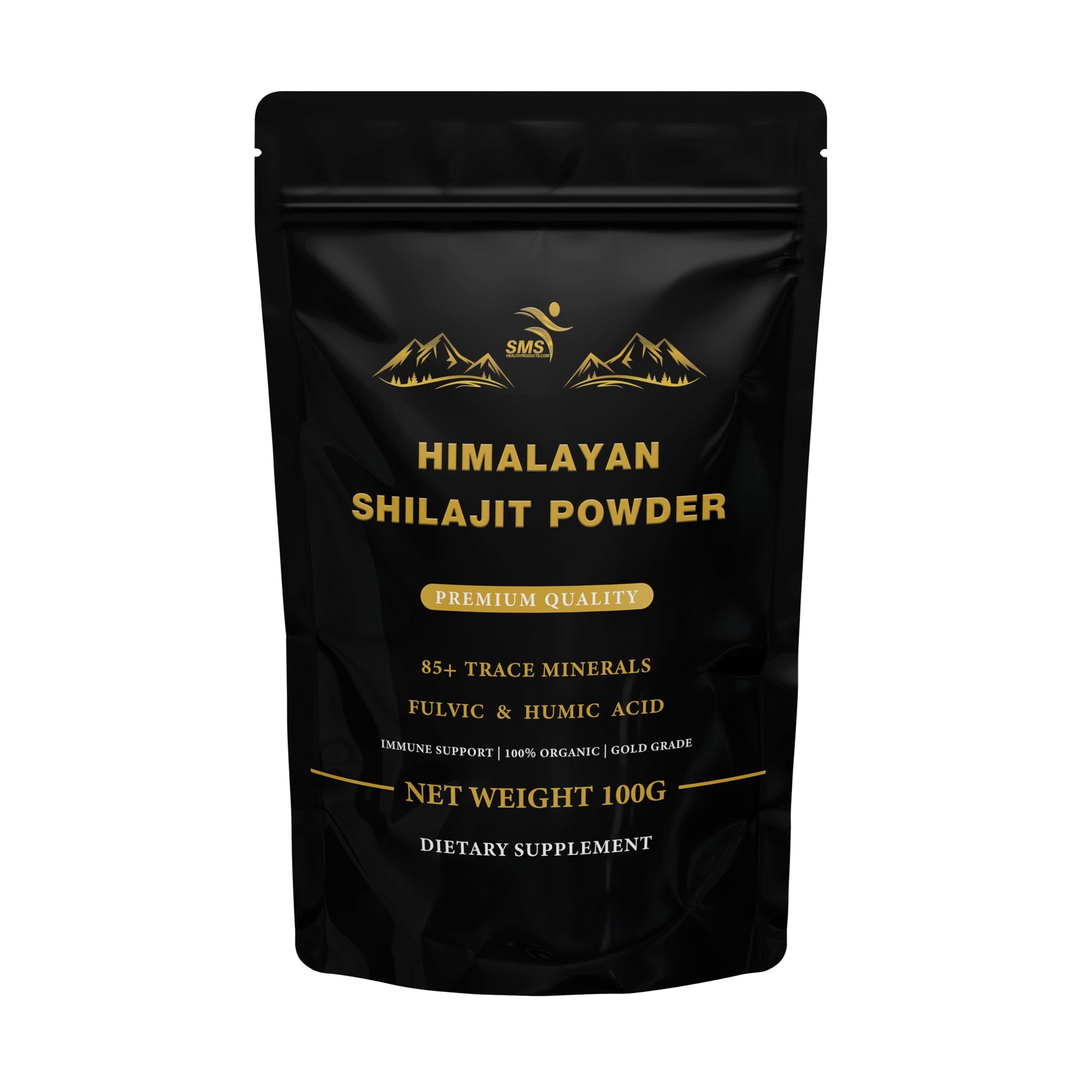 SMSHEALTHPRODUCTS.com Shilajit Powder - Himalayan Gold Grade 100% Pure with Fulvic Acid & 85+ Trace Minerals, 3.52 oz