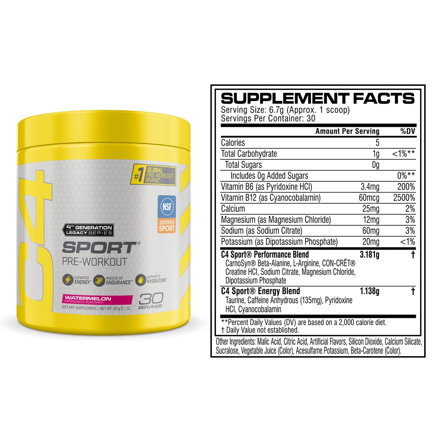 C4 Sport Pre Workout Powder Watermelon 30 Servings