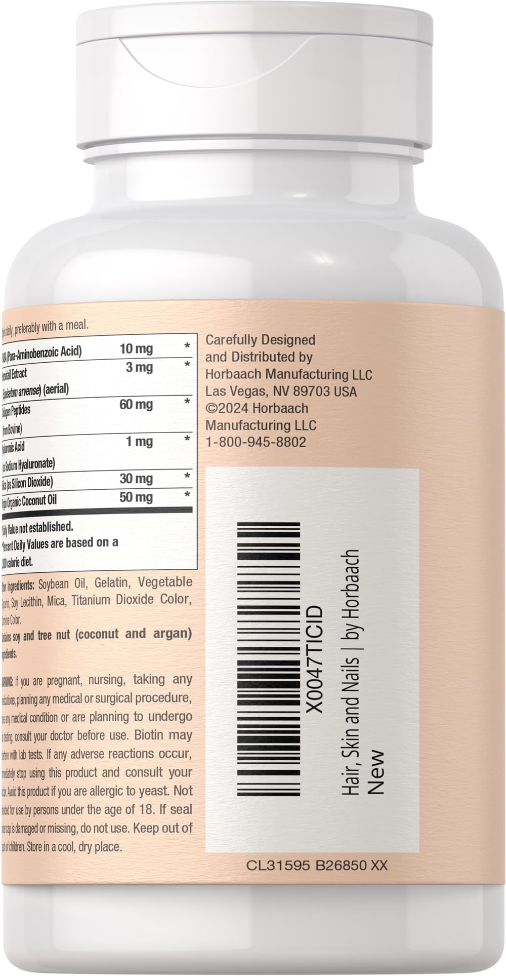 Coera Hair, Skin and Nails Vitamins with Collagen, Biotin & Moroccan Argan Oil Softgels 165 Count