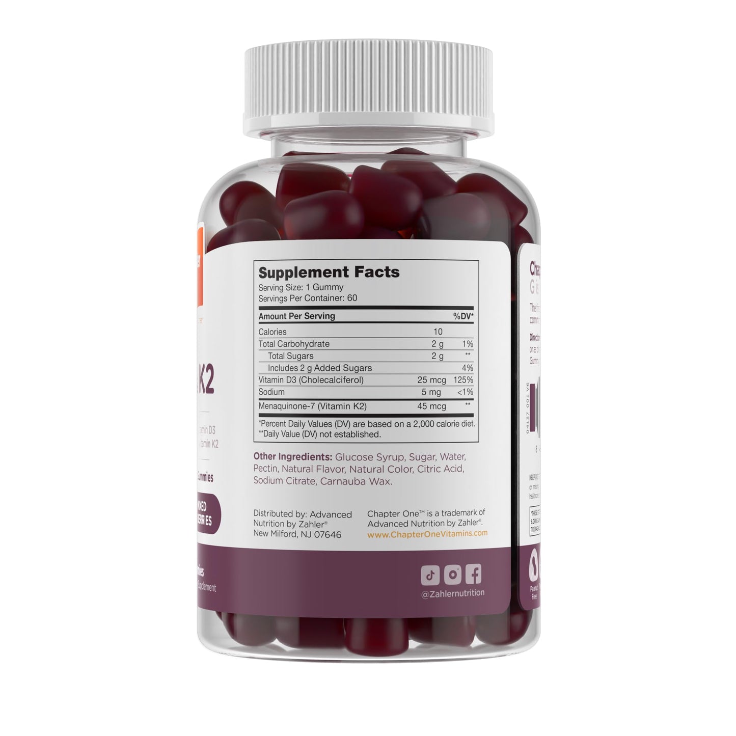 Zahler Chapter One Vitamin D3 & K2 Gummies 60 Count
