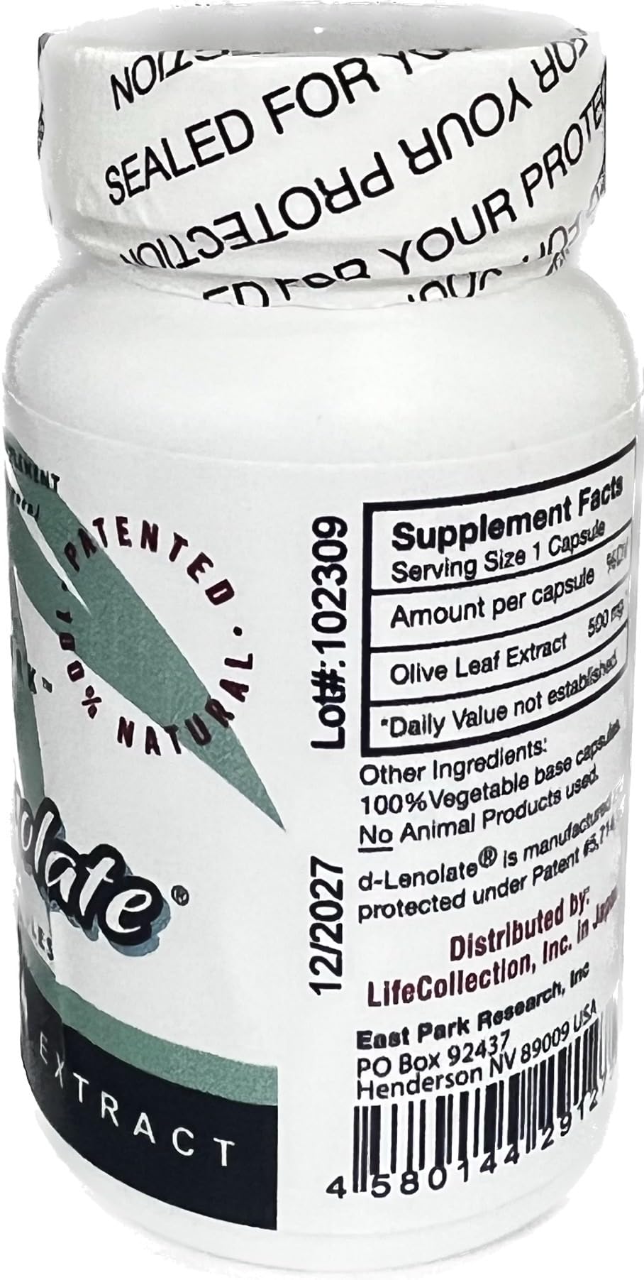 EAST PARK Olive Leaf Extract (OLE) Super Strength d-Lenolate 500mg | 18% or More Oleuropein Immune System Booster, 60 Capsules