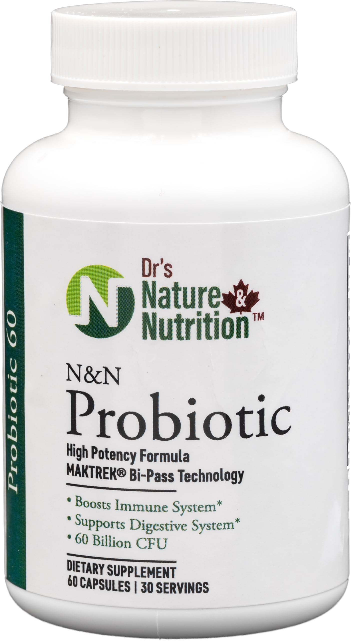 Dr's Nature & Nutrition Probiotic 60 Billion CFU with Clinically Studied Strains for Digestive & Immune Support Capsules, 60 Count