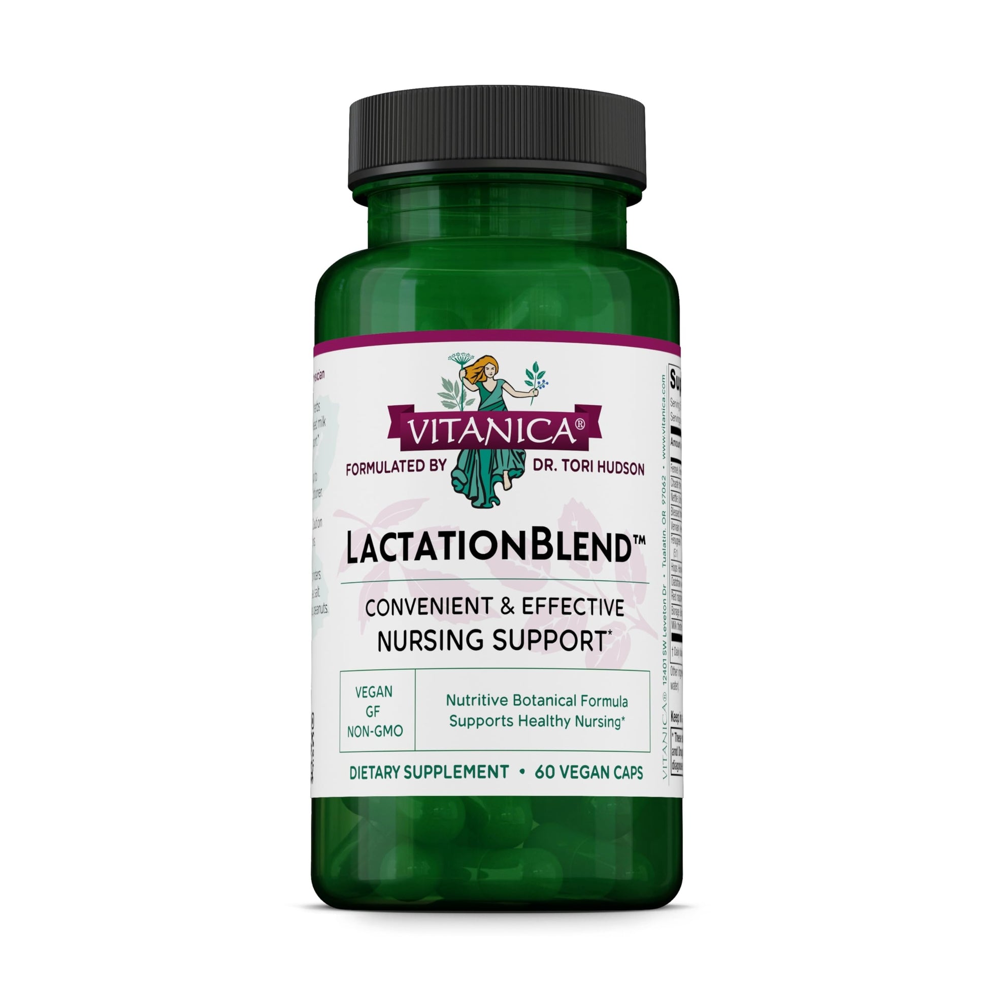 Vitanica LactationBlend Lactation Supplement for Increased Breast Milk Supply and Flow, with Fennel, Milk Thistle, Fenugreek, Non-GMO, Vegan, 60 Capsules
