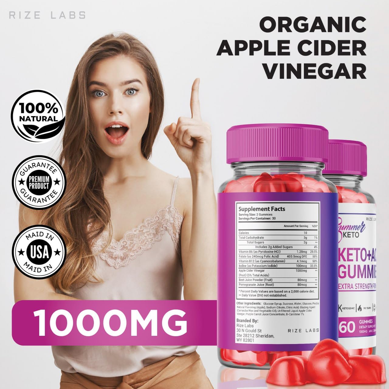rize labs Summer Keto+ACV Gummies 120