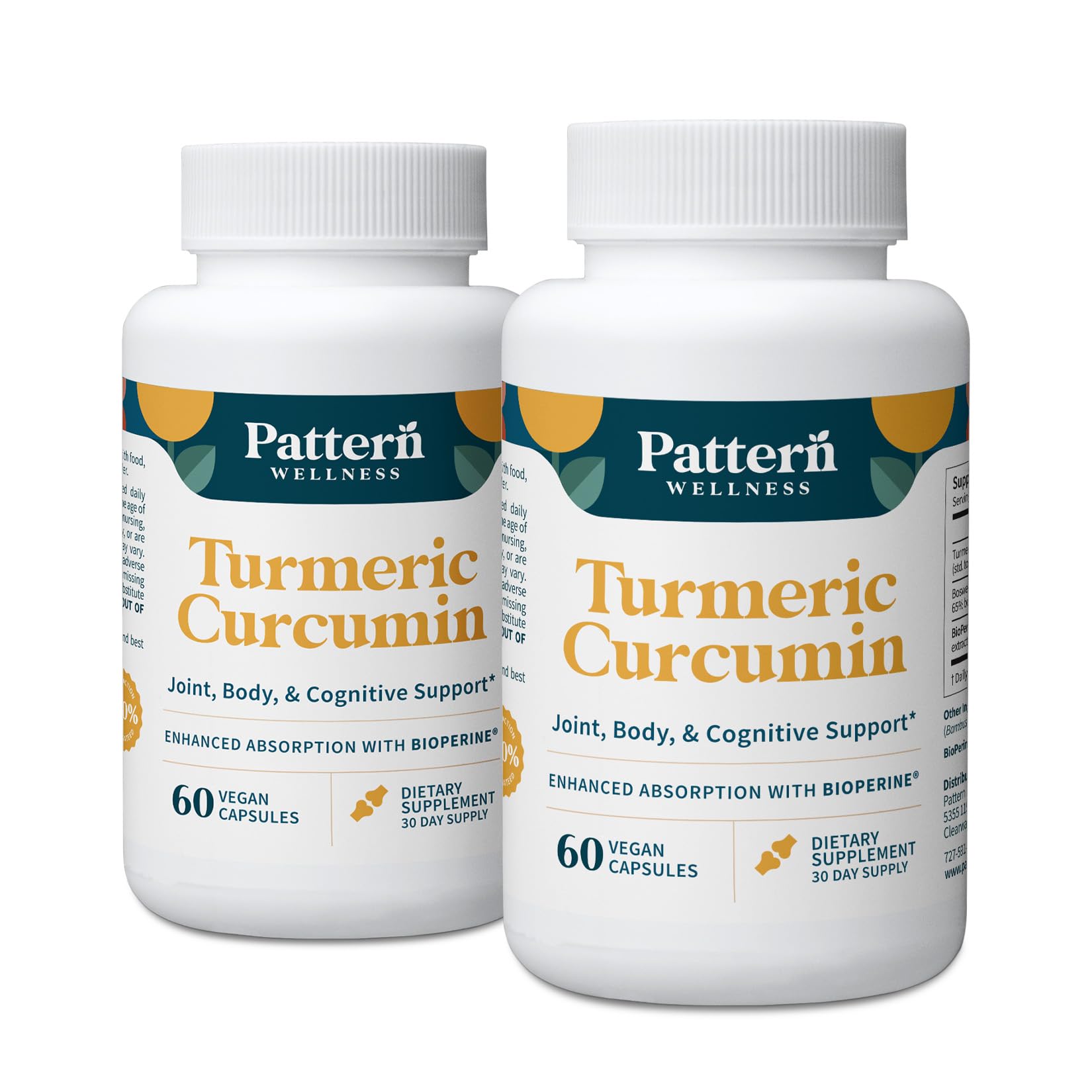 Pattern Wellness Turmeric Curcumin Supplement 120 Capsules