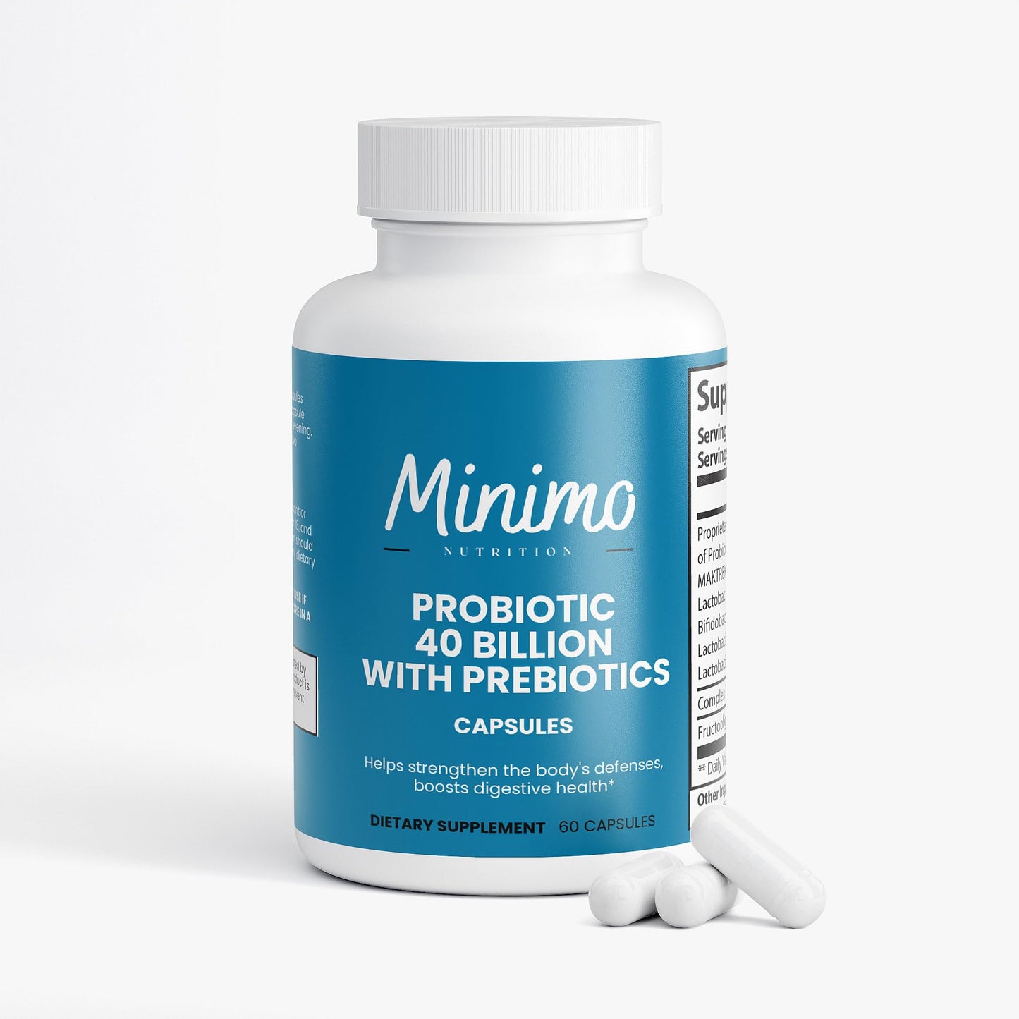 Minimo Nutrition Probiotic 40 Billion with Prebiotics Capsule, 60 Count