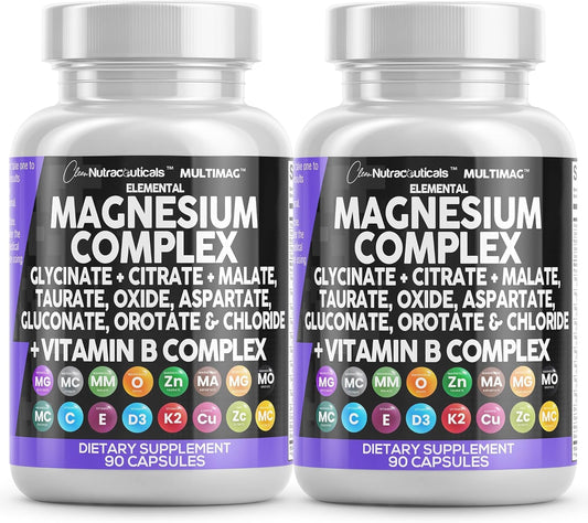 Clean Nutraceuticals Magnesium Complex Capsules, 90 Count (Pack of 2)