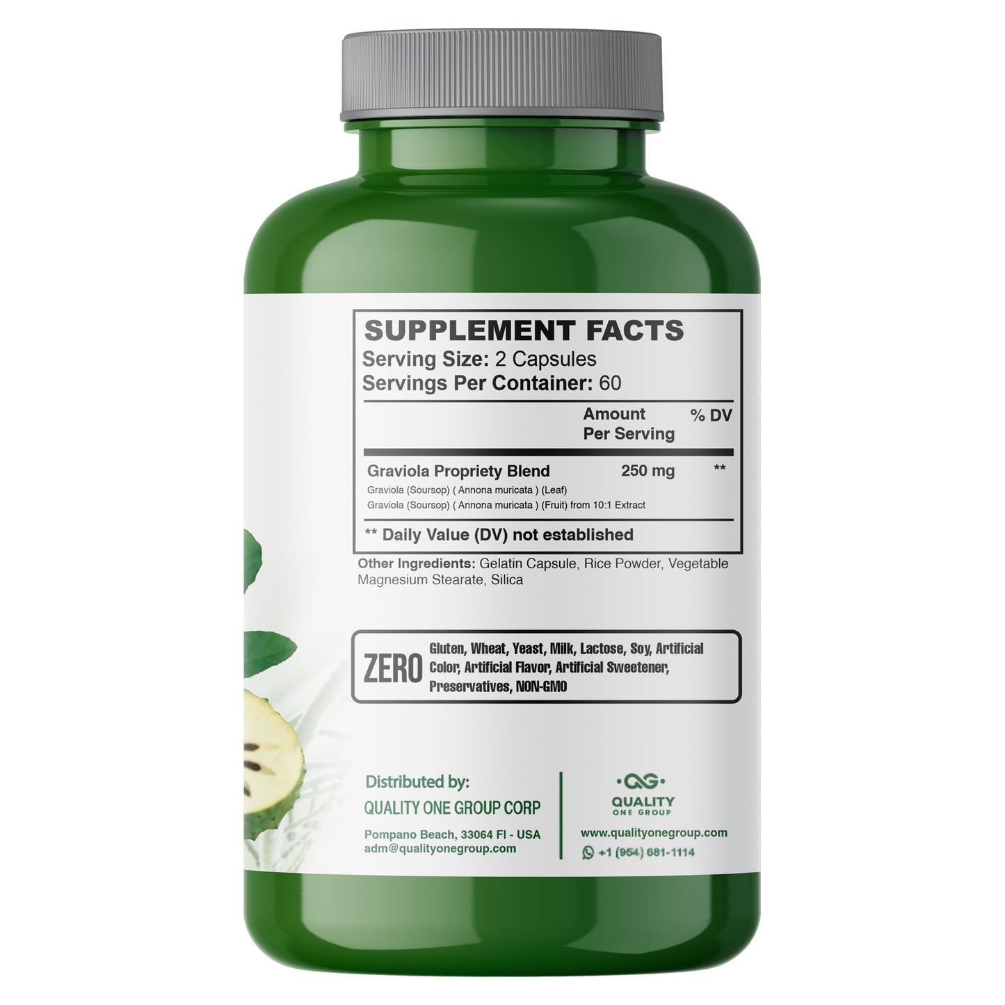 QUALITY ONE Graviola Max Pure Graviola Extract Supplement Soursop Immune Support & Antioxidants Capsules 180 Count