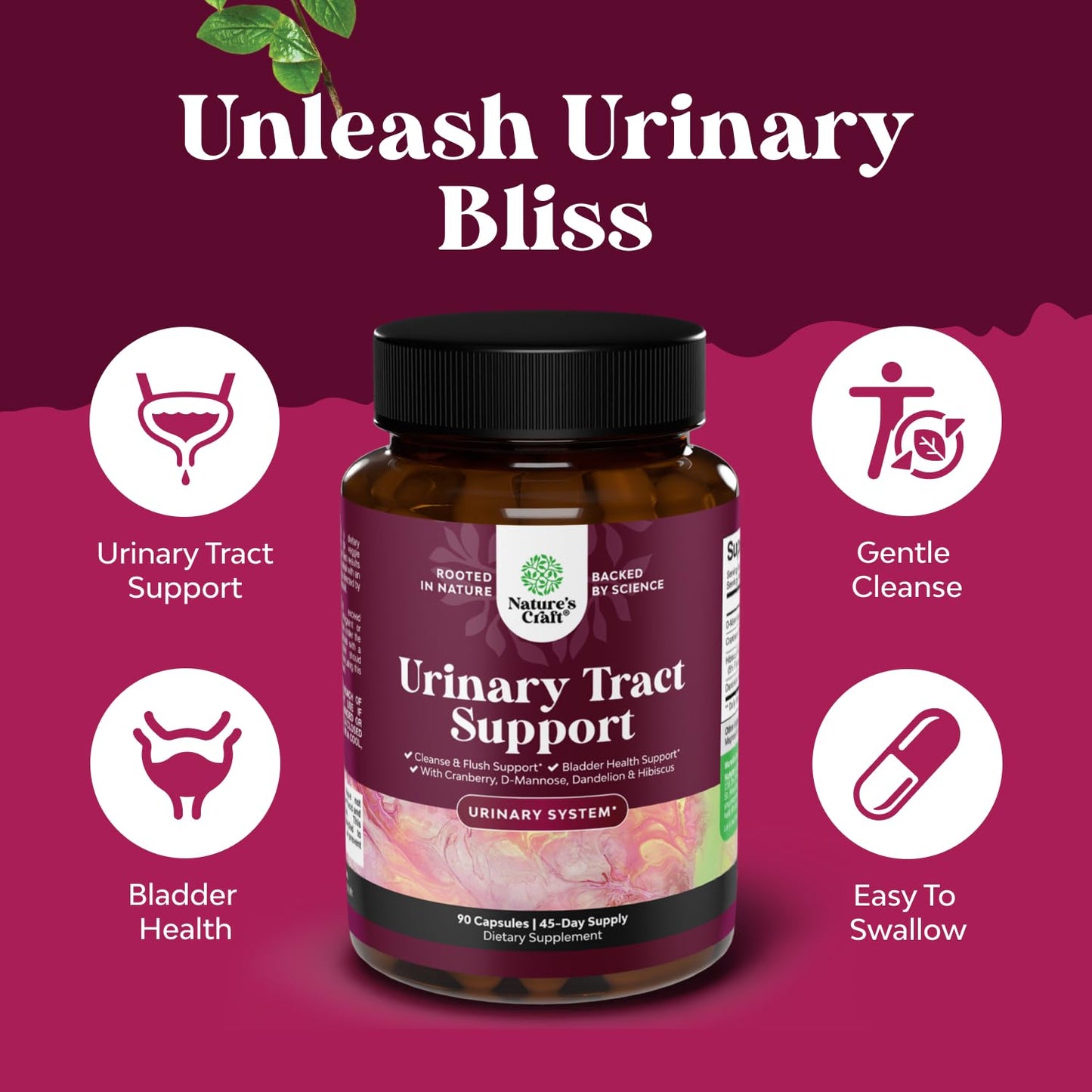 Natures Craft D-Mannose Capsules for Urinary Tract Health, 90 Count