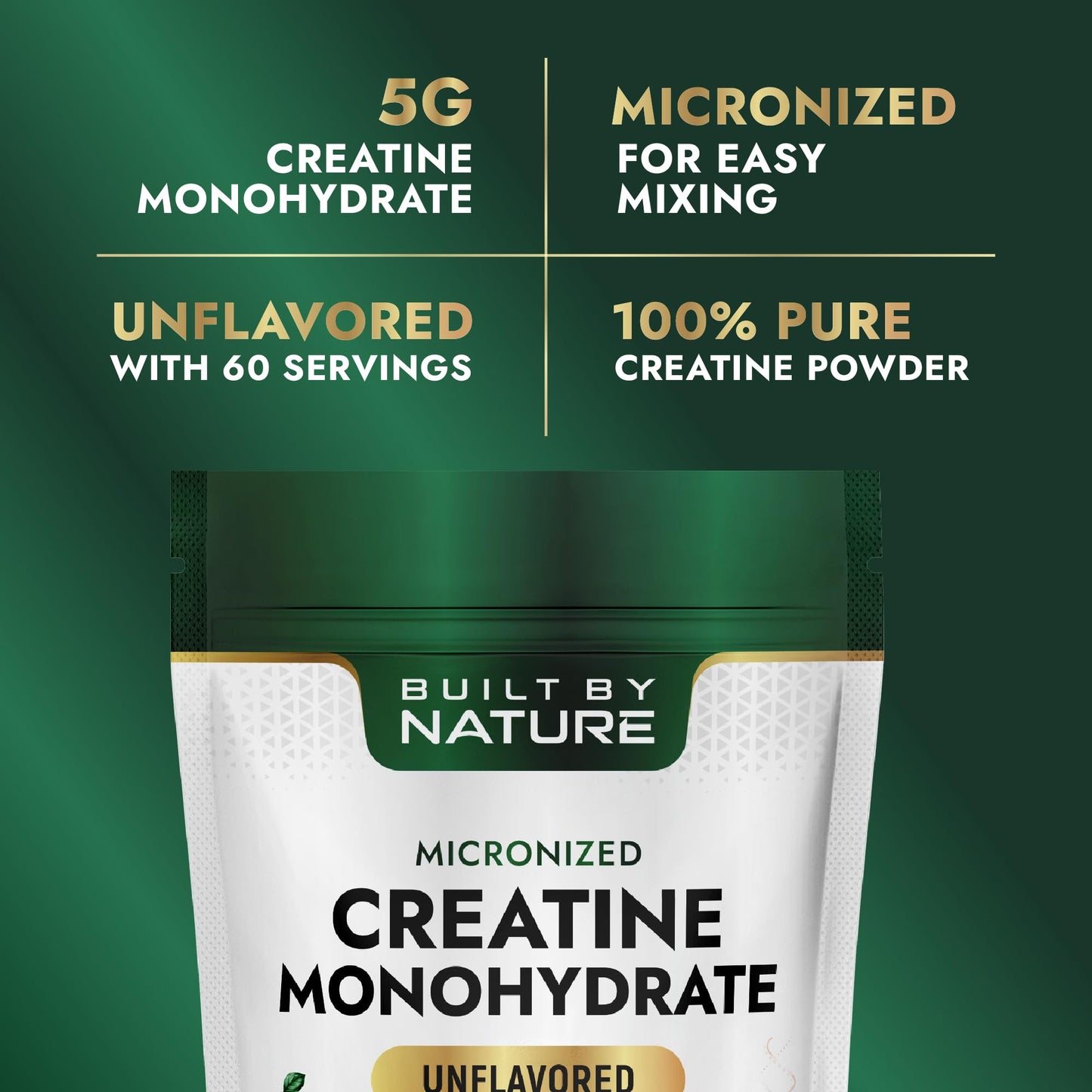 Built by Nature Creatine Monohydrate Powder, 10.58 Ounce