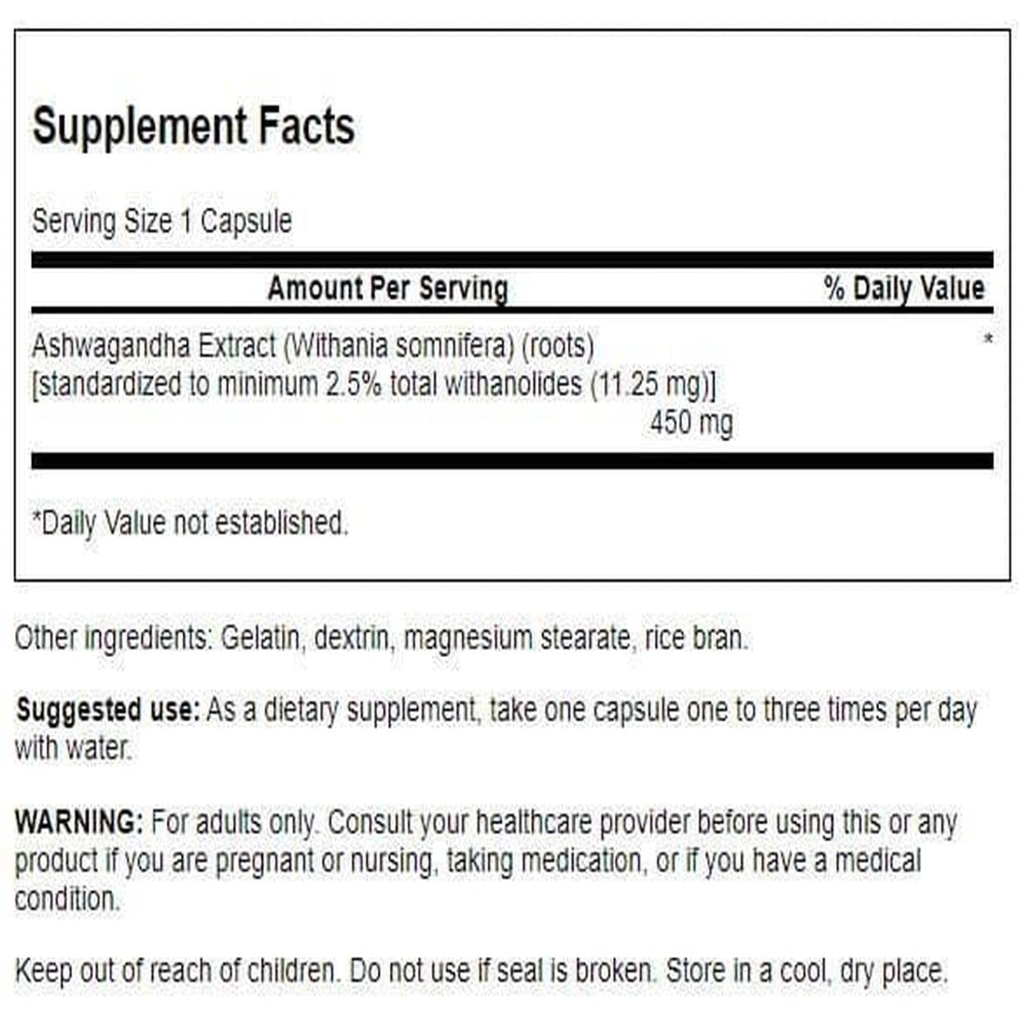 Swanson Ashwagandha Extract Capsules, 60 Count