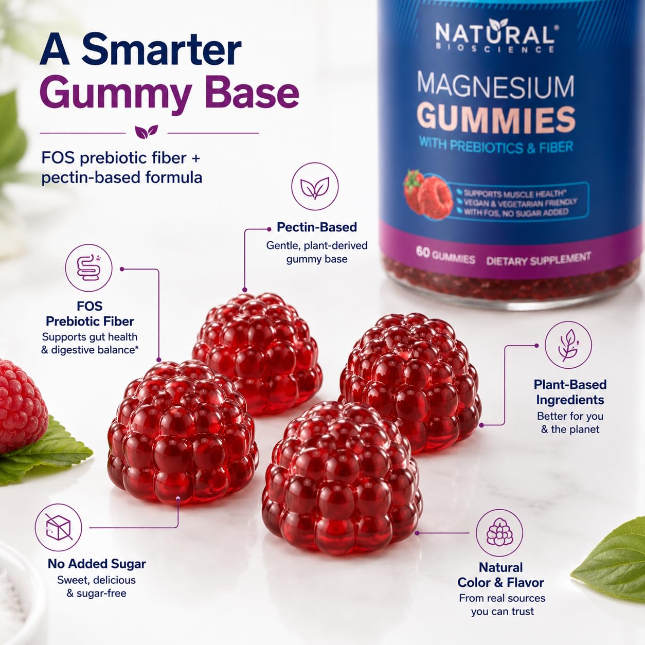 Natural BioScience Magnesium Citrate Gummies, Sugar-Free, 90 Count