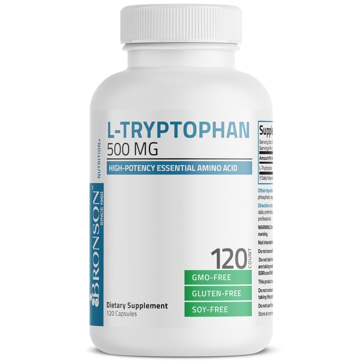 Bronson L-Tryptophan 500 mg High Potency Essential Amino Acid 120 Capsules
