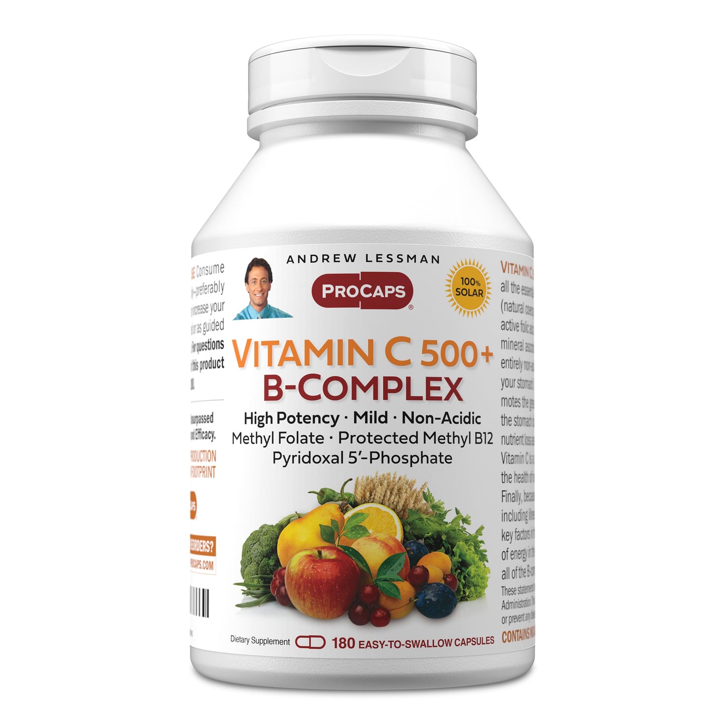 ANDREW LESSMAN Vitamin C 500 Plus B-Complex Capsules, 180 Count