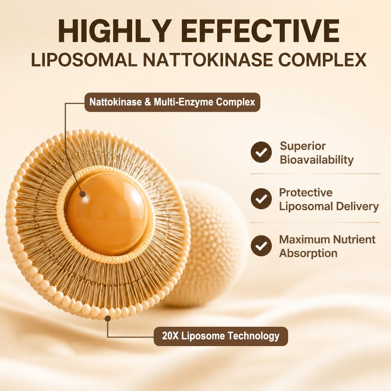 Qmiozzy Nattokinase Supplement 12,000 FU Liposomal Natto Kinase Capsule 116 Count