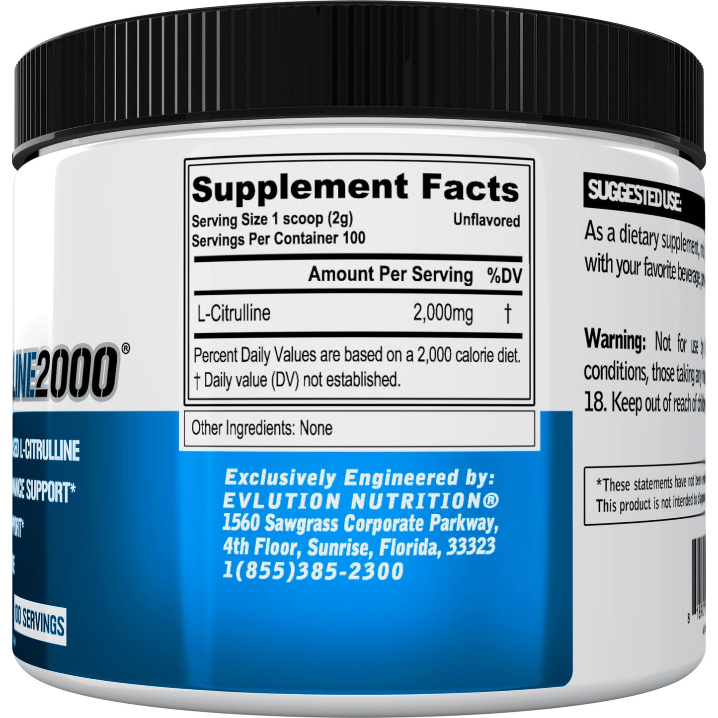 Evlution L-Citrulline2000 Nitric Oxide Pre Workout Powder 7.05 Ounce