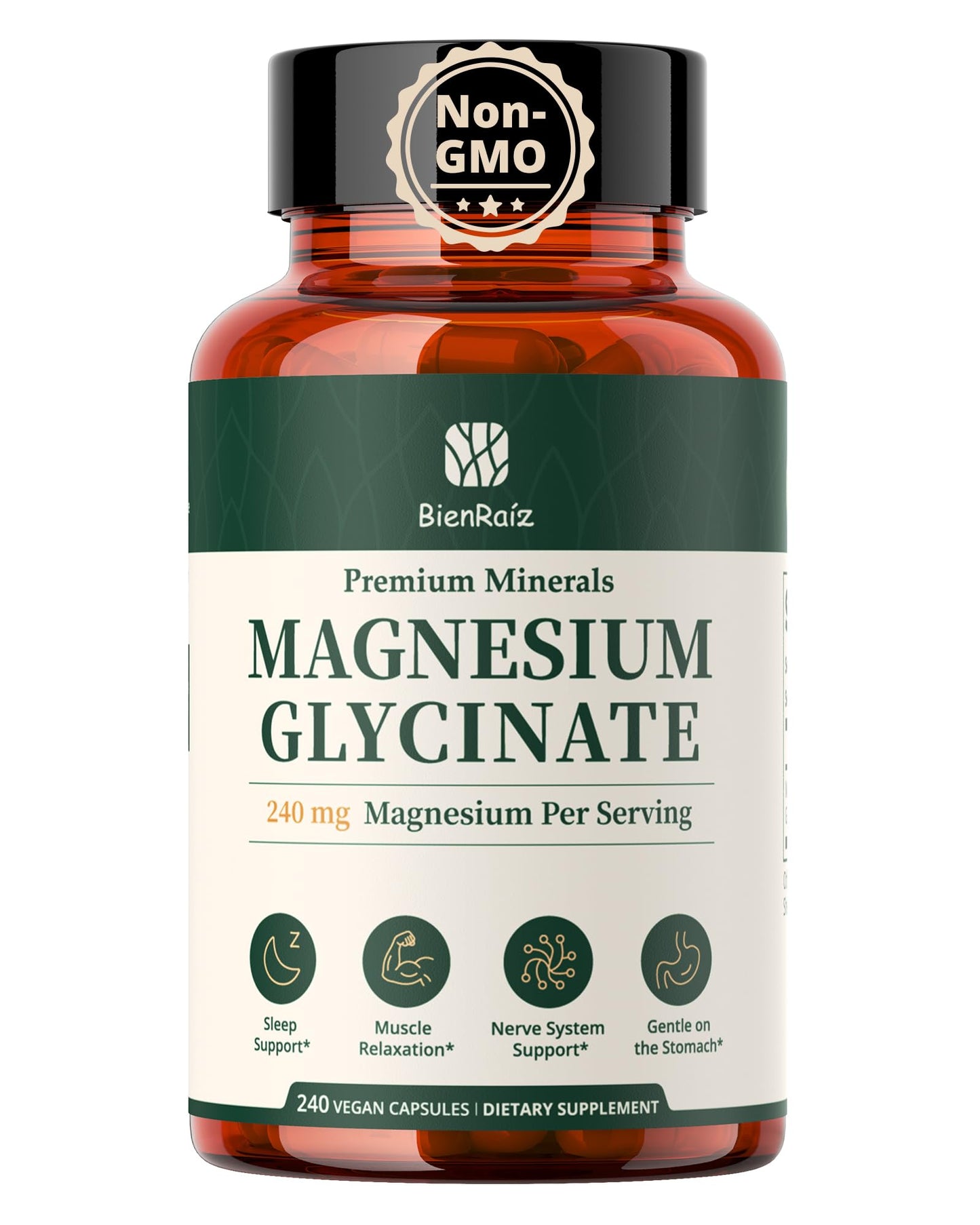 BienRaíz Magnesium Glycinate Supplement Capsules 240 Count