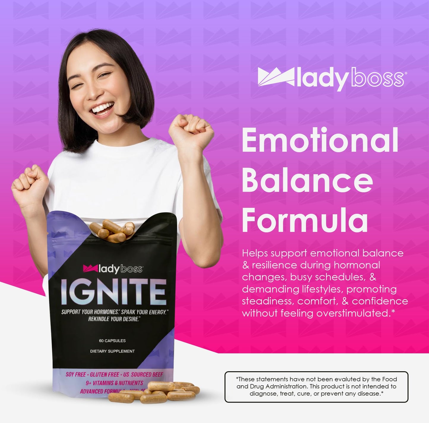LadyBoss Ignite Hormone Balance Supplement for Women, 60 Capsules