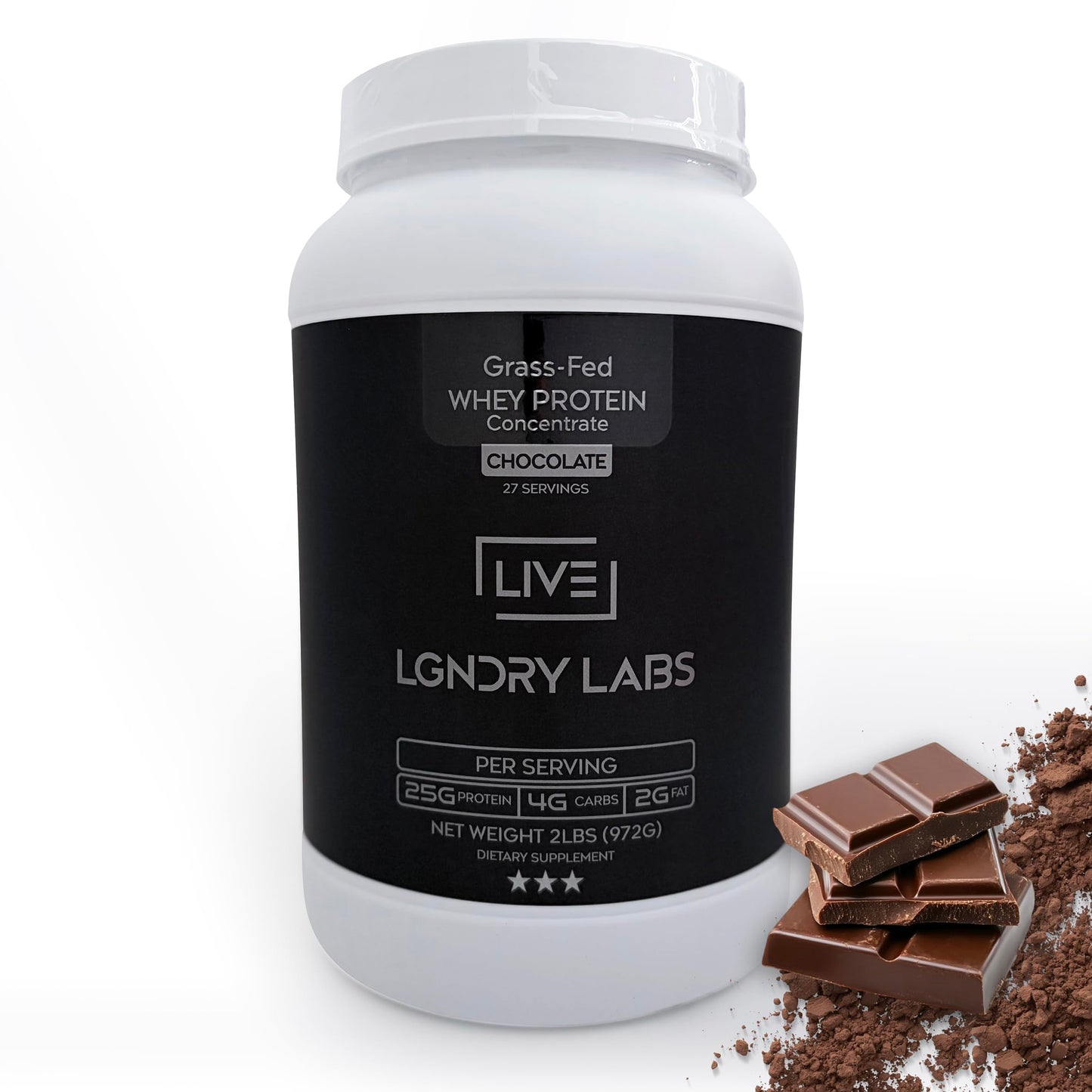 LIVE LGNDRY LABS Grass-Fed Chocolate Whey Protein Powder, 32 Servings