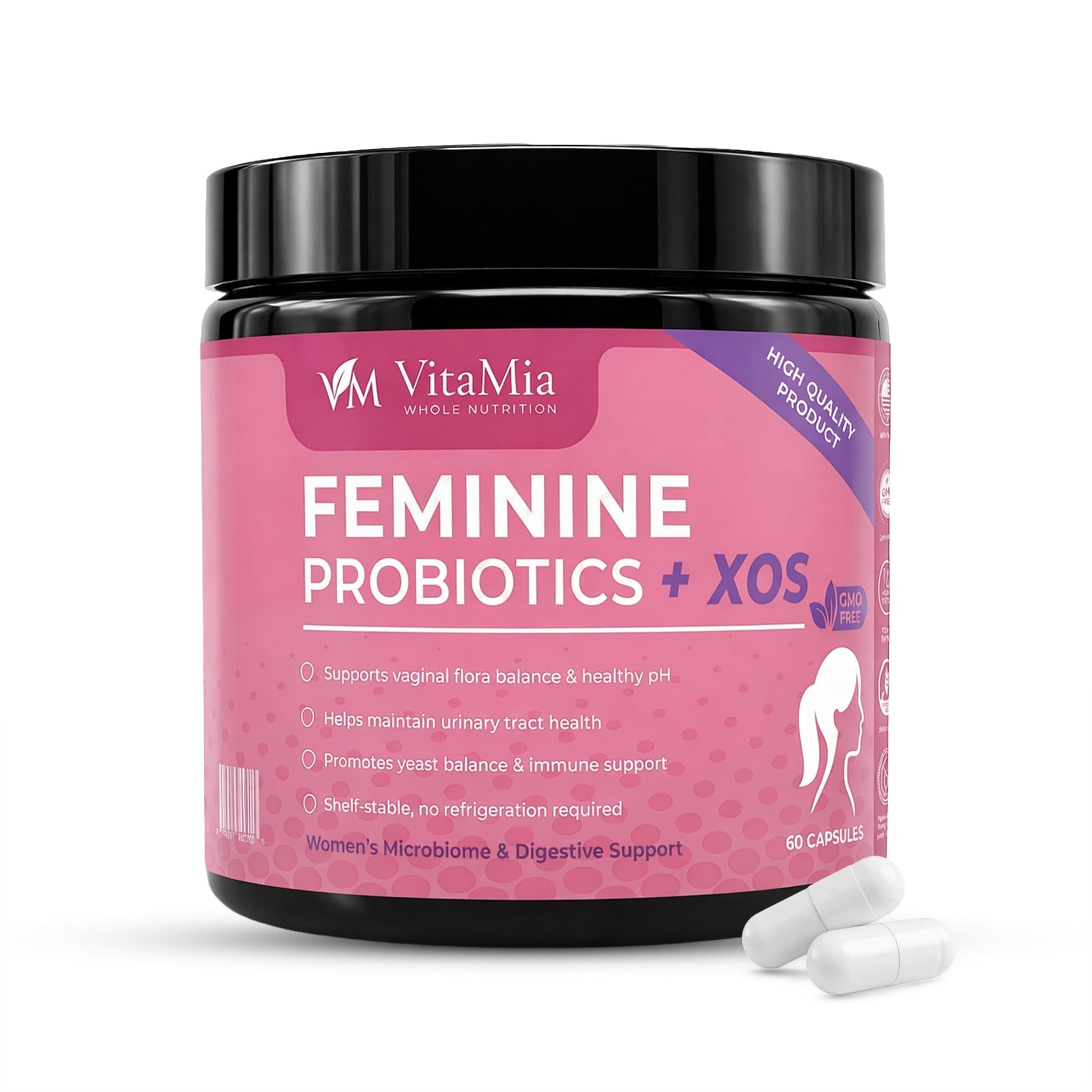VitaMia Probiotics for Women 10 Billion CFU Daily Supplement with Prebiotic XOS - Supports Digestive Health and Overall Wellness, 60 Capsules