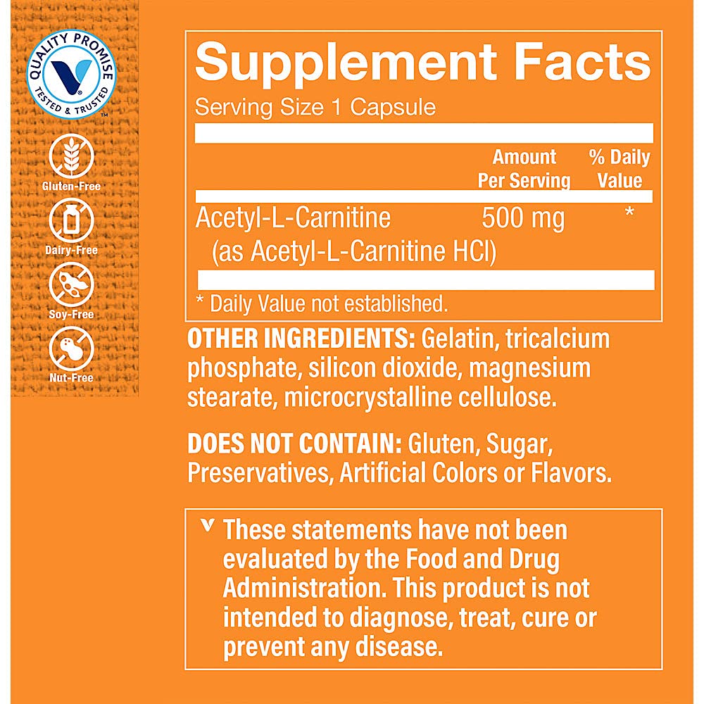 The Vitamin Shoppe Acetyl-L-Carnitine 500mg Capsules (240 Capsules)